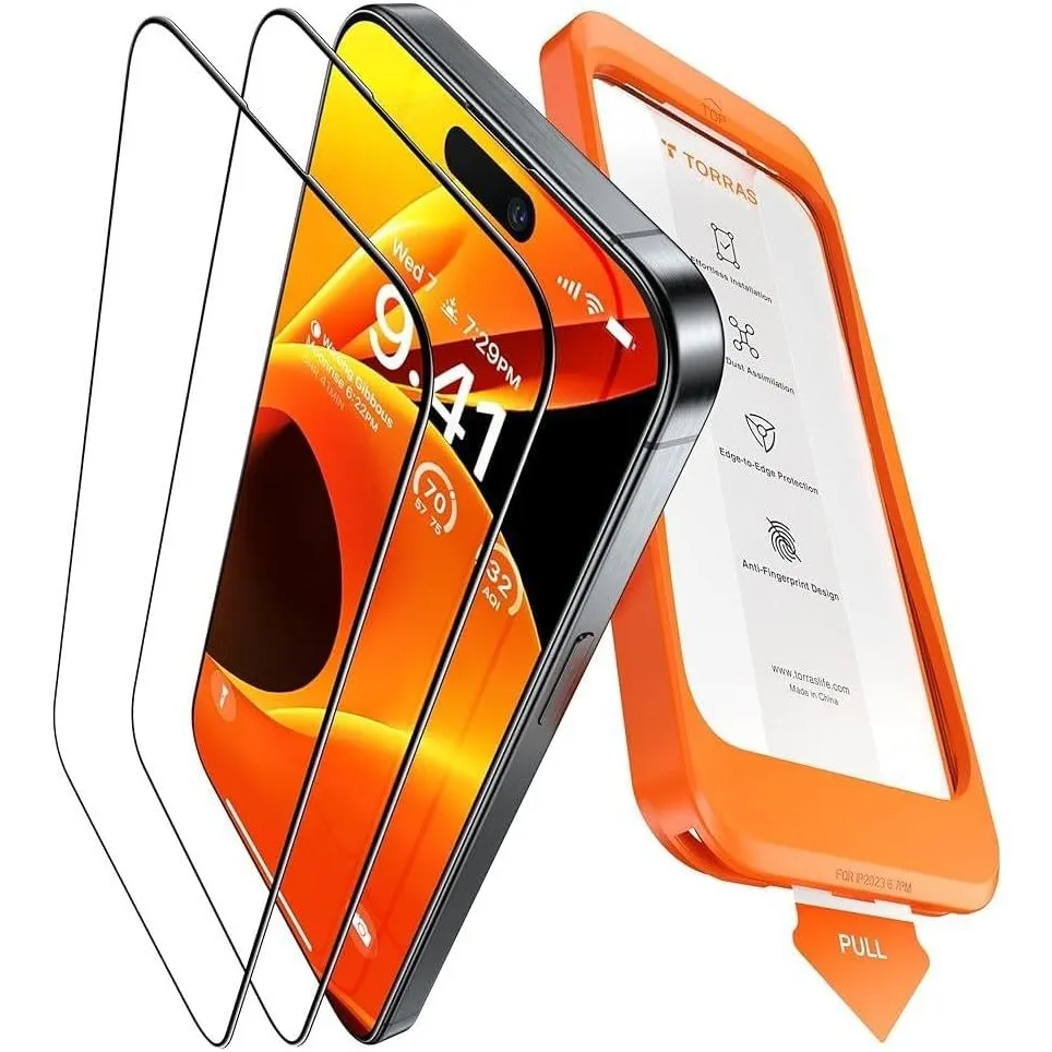 TORRAS für iPhone 16 Pro Panzerglas 9H+ Stoßfest Schutzglas, 2 Stück