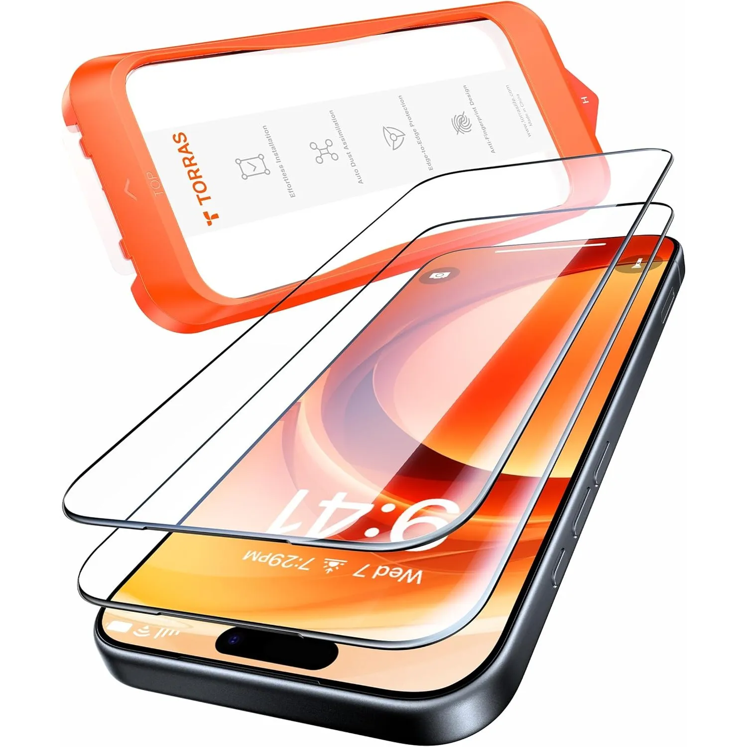 TORRAS für iPhone 16 Panzerglas TOP 9H+ Schutzglas, 2 Stück
