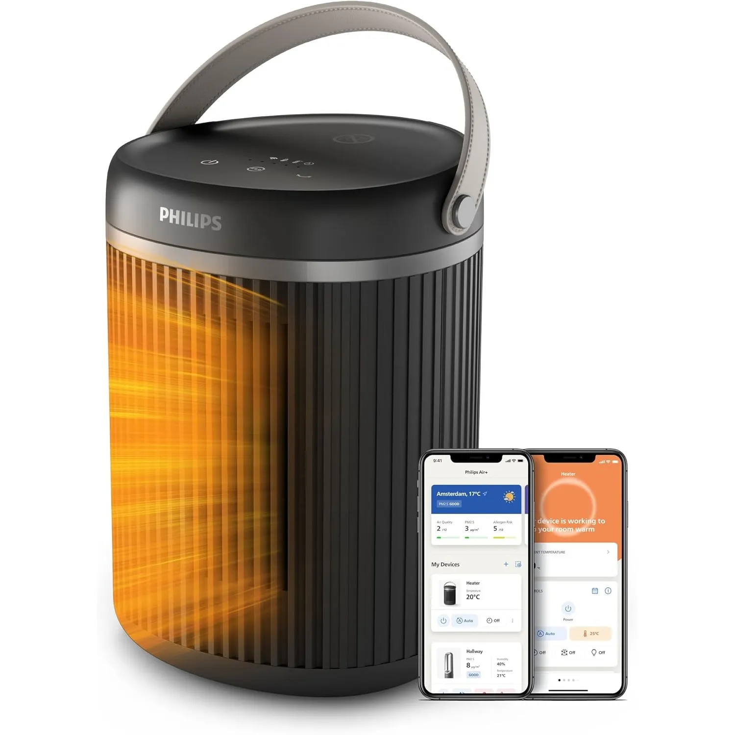 Philips Tisch-Heizlüfter Smart 3000 Serie, Dunkelgrau, 2.000 Watt