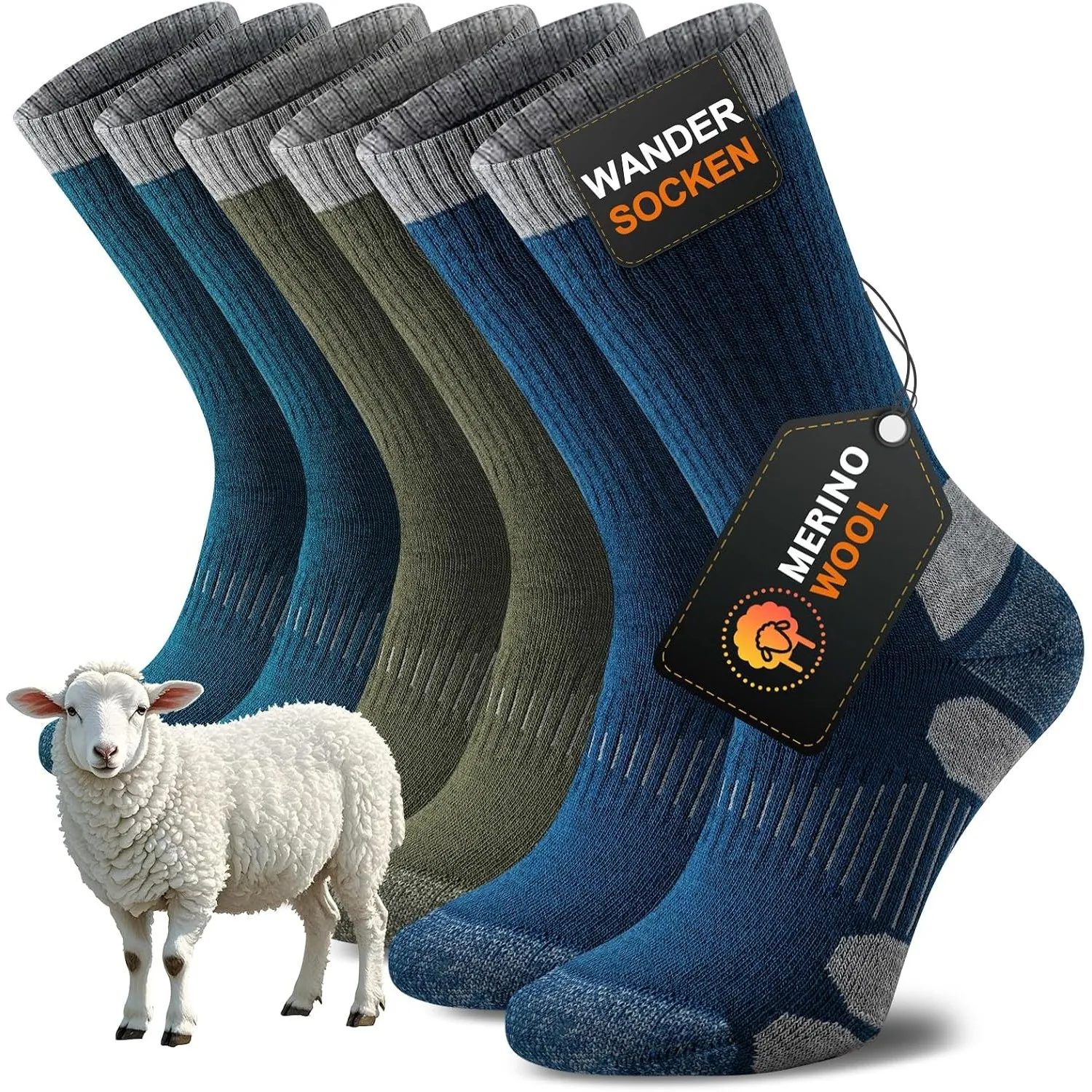 Niorasen Merino Wandersocken Herren Damen, Sommer Outdoor Socken Trekkingsocken, Merinowolle Socken, Sportsocken Laufso…