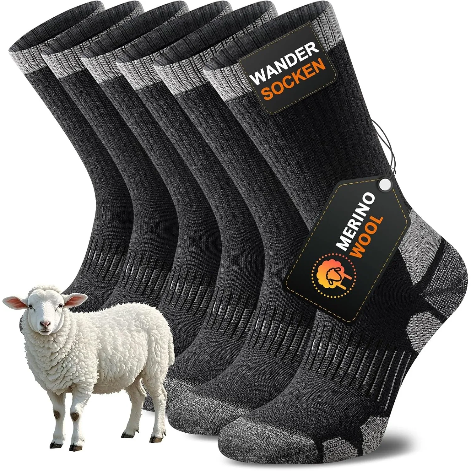 Niorasen Merino Wandersocken Herren Damen, Sommer Outdoor Socken Trekkingsocken, Merinowolle Socken, Sportsocken Laufso…