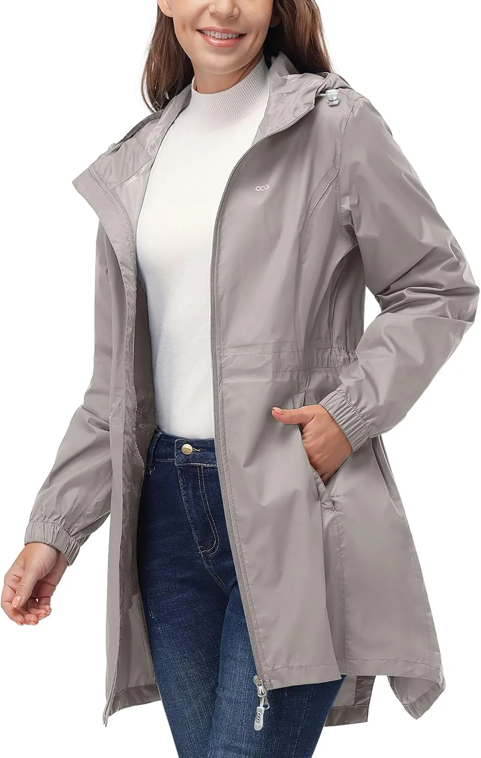 33,000ft Damen Dünne Wasserdichte Faltbar Regenmantel Regenjacke mit Kapuze, Leicht Atmungsaktive Travel Regenponcho, L…