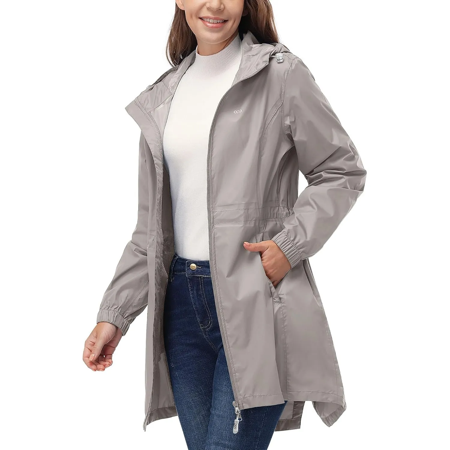 33,000ft Damen Dünne Wasserdichte Faltbar Regenmantel Regenjacke mit Kapuze, Leicht Atmungsaktive Travel Regenponcho, L…