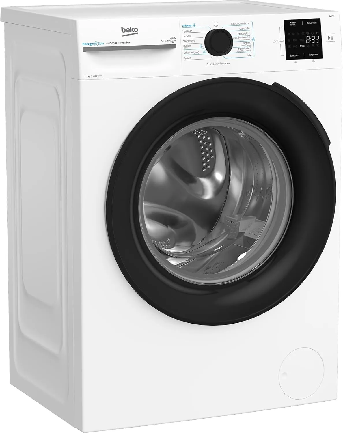 Beko BM3WFU3741X freistehende Waschmaschine, Waschvollautomat, 7 kg, EnergySpin, Schleuderwahl 1400 U/min, Dampffunktio…