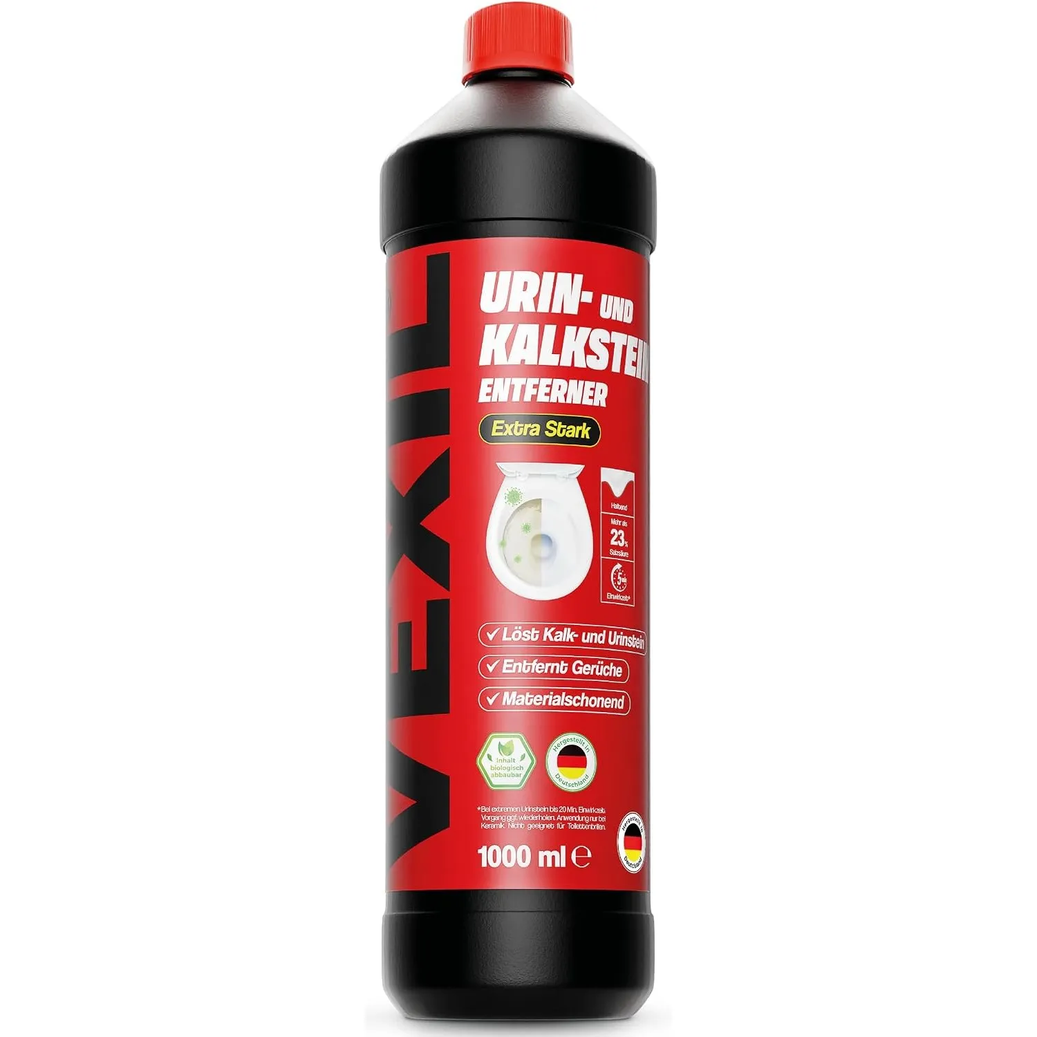 VEXIL® Urinsteinentferner EXTRA STARK - 1000 ml - entfernt mühelos hartnäckigen Urin- & Kalkstein - Profi WC-Reiniger -…