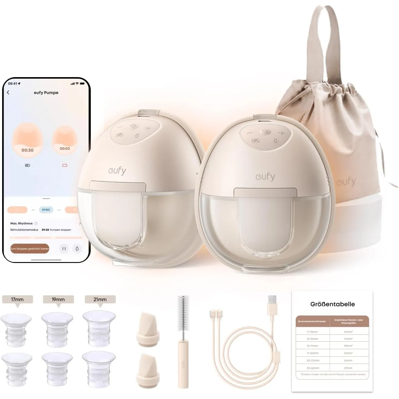 eufy Tragbare elektrische Milchpumpe S1, App-Gesteuerter Smart-Rhythmus