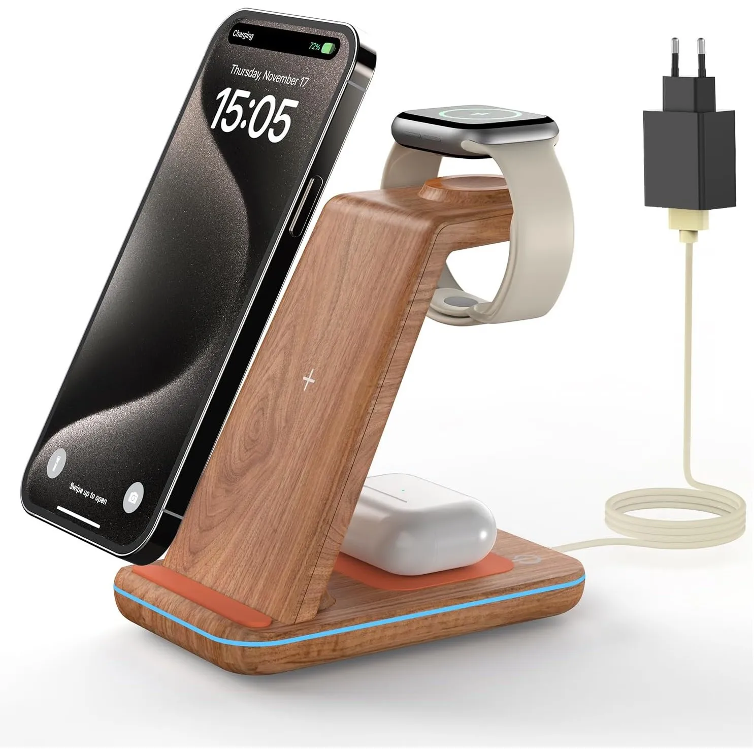 GEEKERA Wireless Charger, 3 in 1 Induktive Ladestation für iPhone Duo/18/Air/17/16/15/14/13/12/11/Pro Max, Ladestation …