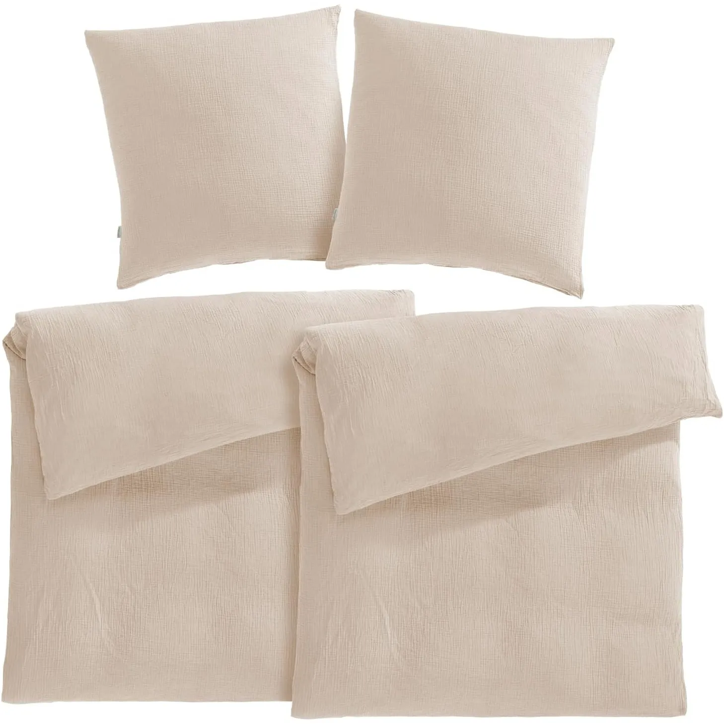 Pure Label Musselin Bettwäsche 135x200 4 teilig bestehend aus Bettbezug 135 x 200 cm 2er Set + Kissenbezug 80x80 cm 2er…