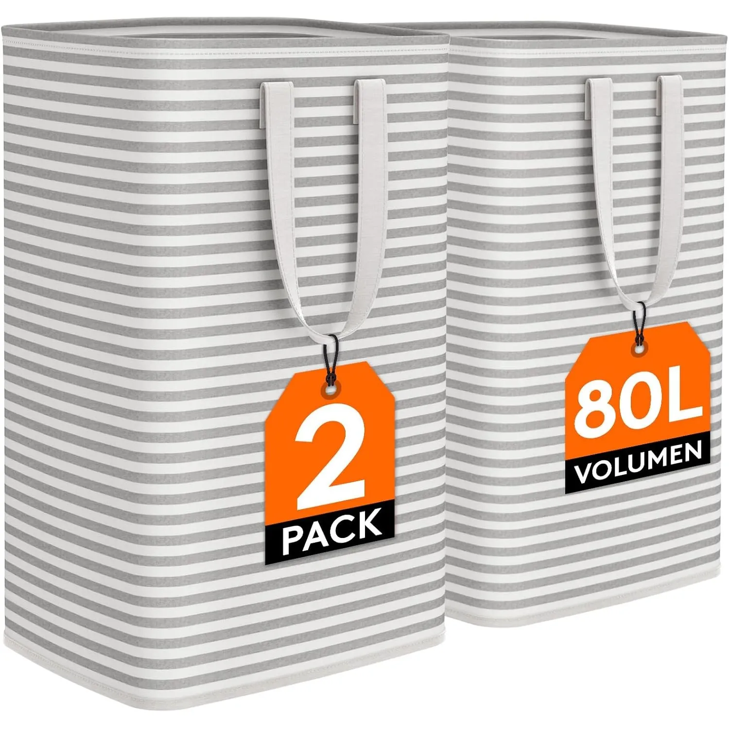 Lifewit 2er Set 80L Wäschekorb, Großer Faltbare Wäschebox, Wäschesammler, Wäschesortierer, Aufbewahrungsbox mit Griffen…