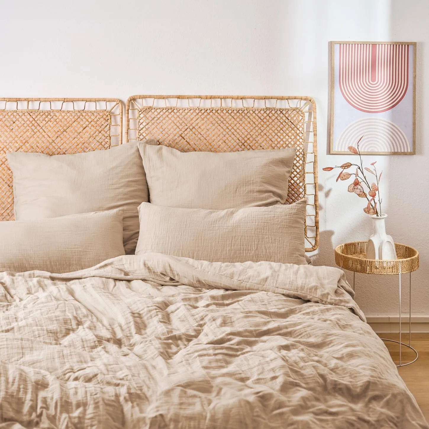 Blumtal Muslin Bed Linen 155 x 220 cm + 80 x 80 cm Oeko-Tex Certified Muslin Bed Linen Made of 100% Cotton Extra Soft B…