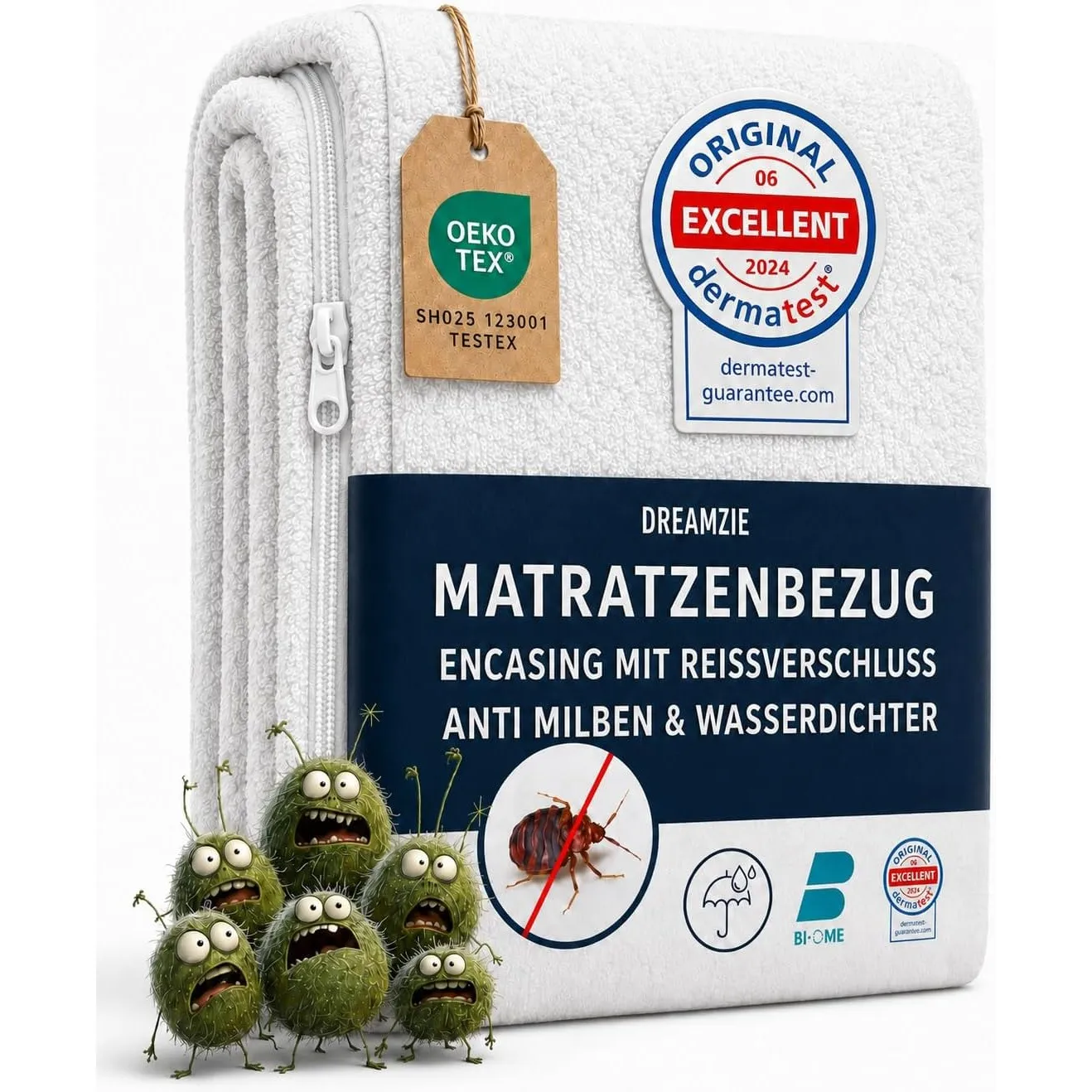 Dreamzie - Matratzenbezug 90x200x20cm - Encasing Milbenbezug - Wasserdicht