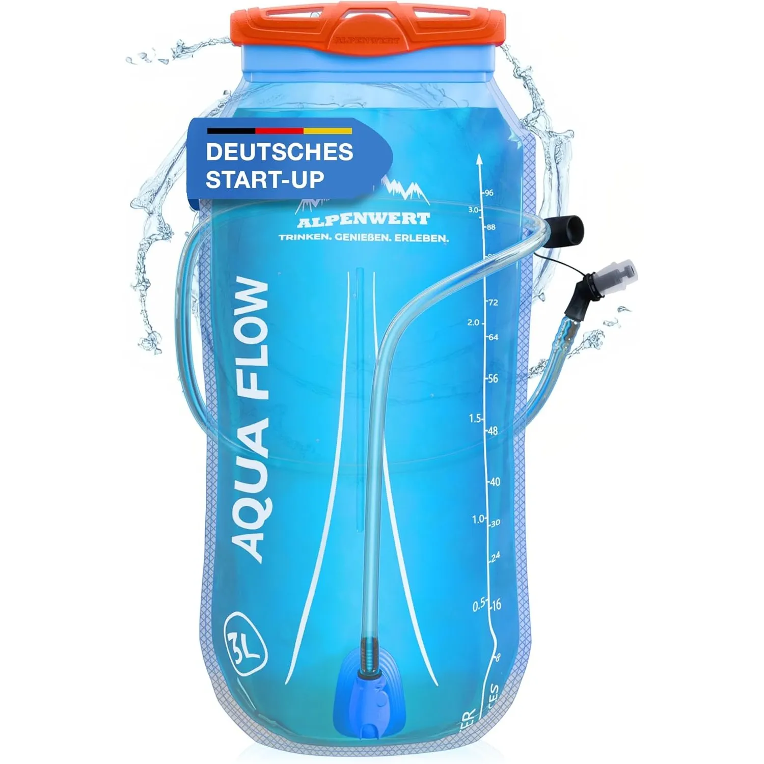 Alpenwert® Trinkblase mit Trinkschlauch [Wasserblase 2L/3L BPA FREE] Ultraleicht Trinksystem für Rucksack perfekt für O…