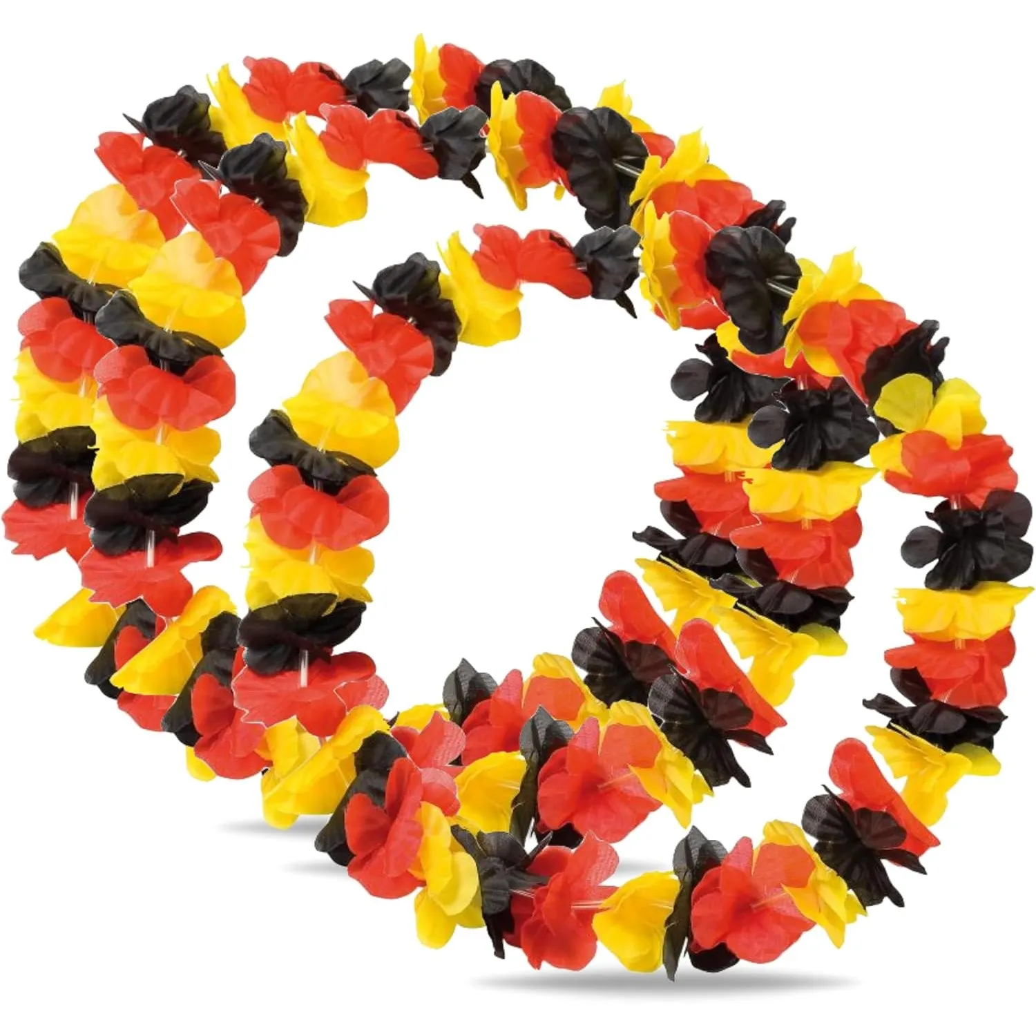 3er Blumenkette Fanartikel Deutschland WM 2026 – extra lang - Hawaiikette in schwarz, rot, gold für Fußballpartys & Dek…