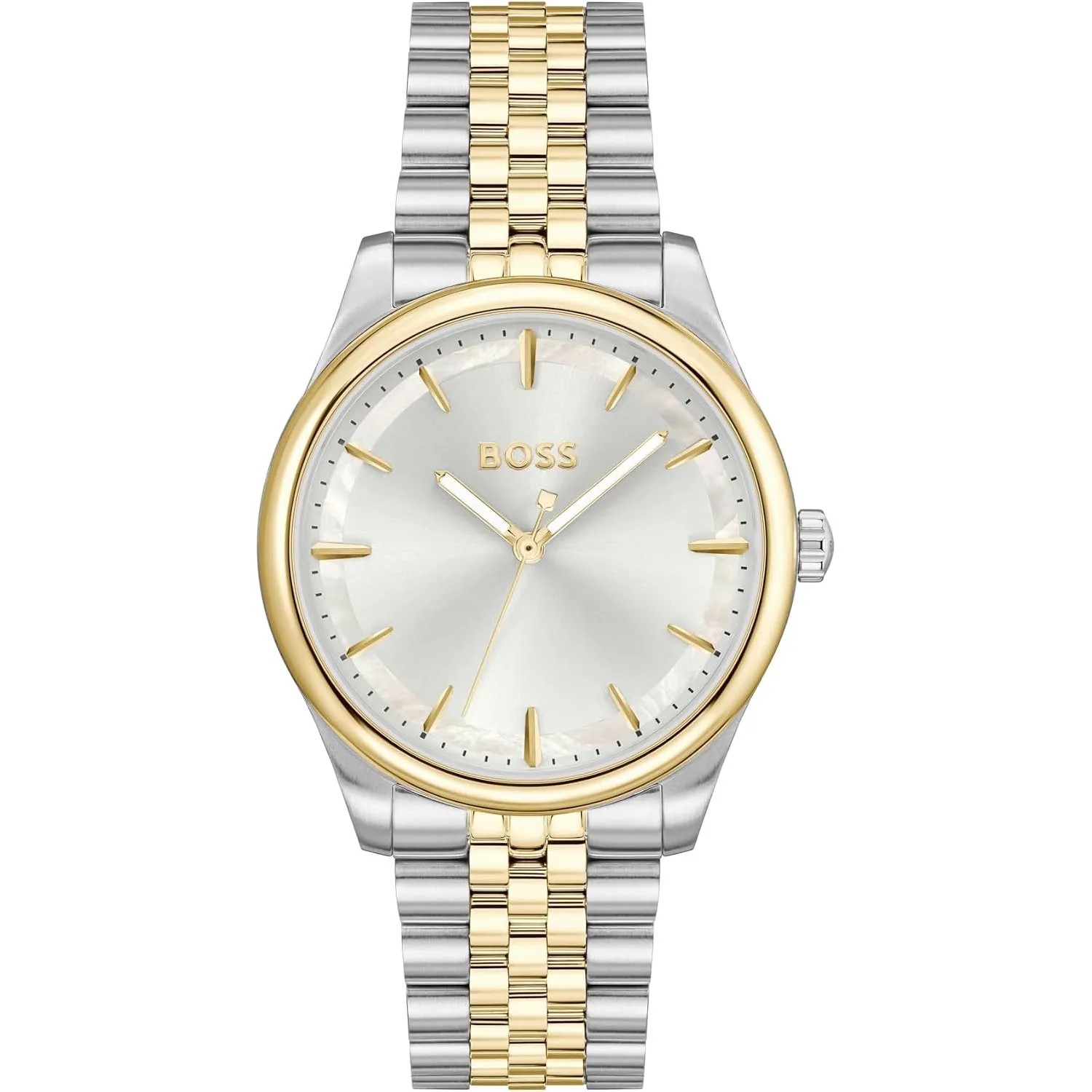 BOSS Analog Quarzuhr für Damen Kollektion Graceful mit Silbernes und Zweifarbiges Edelstahlarmband
