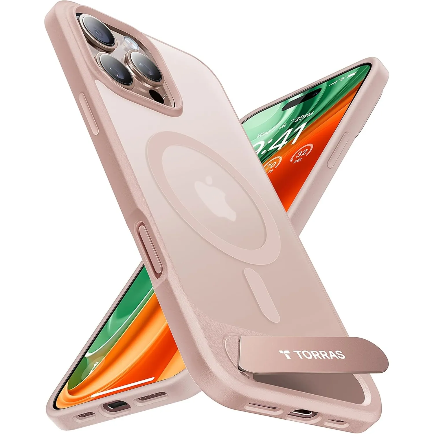 TORRAS Ostand L1 Hülle für iPhone 16 Pro Max für MagSafe Case, Roségold