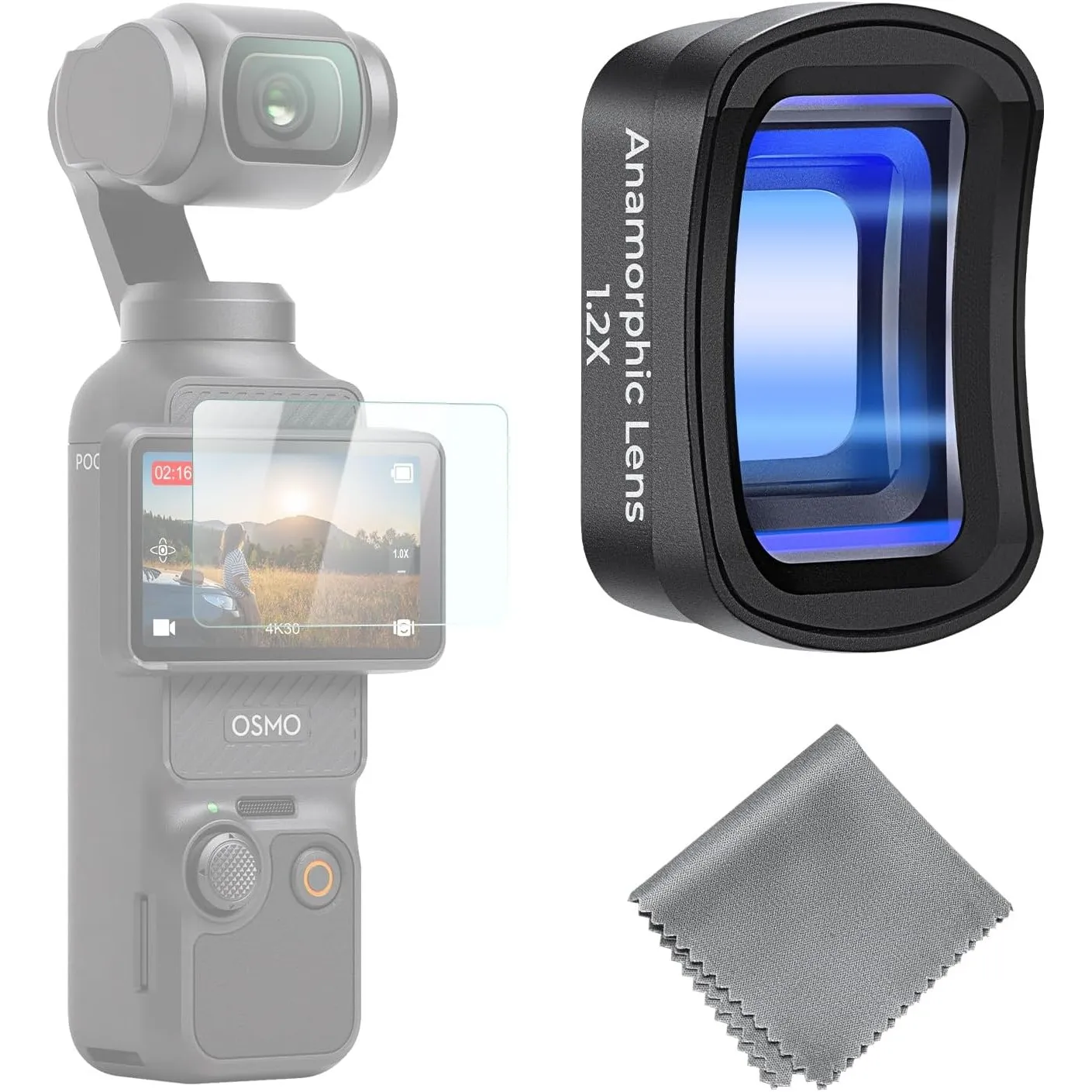 K&F CONCEPT 1.2X Anamorphotisches Filter, kompatibel mit DJI Osmo Pocket 3, Osmo Pocket 3 Zubehör, Blue Streak Effekt W…