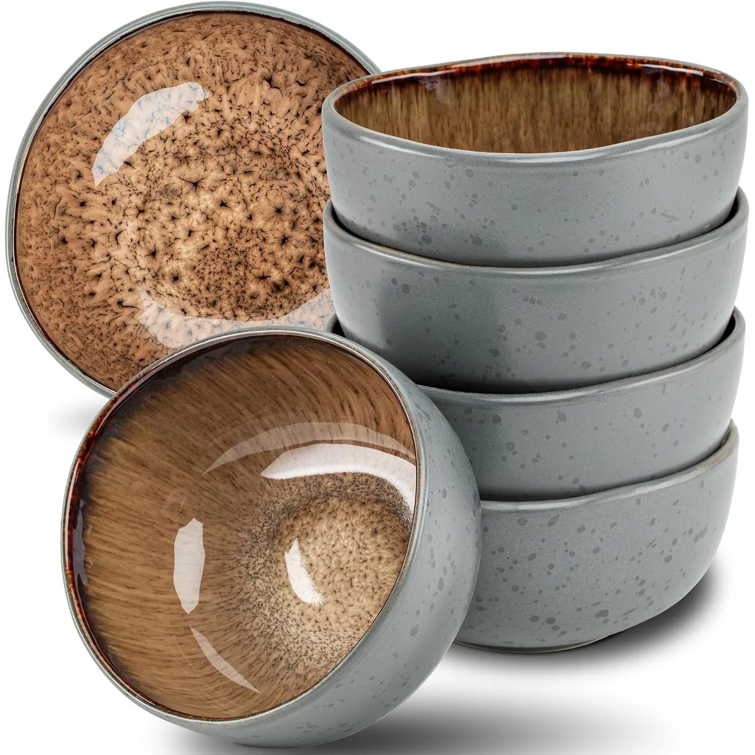 Moritz & Moritz Müslischalen 6er Set Beige - Steingut Bowls ca. 500 ml Füllmenge, einzigartiger Farbverlauf, robust und…