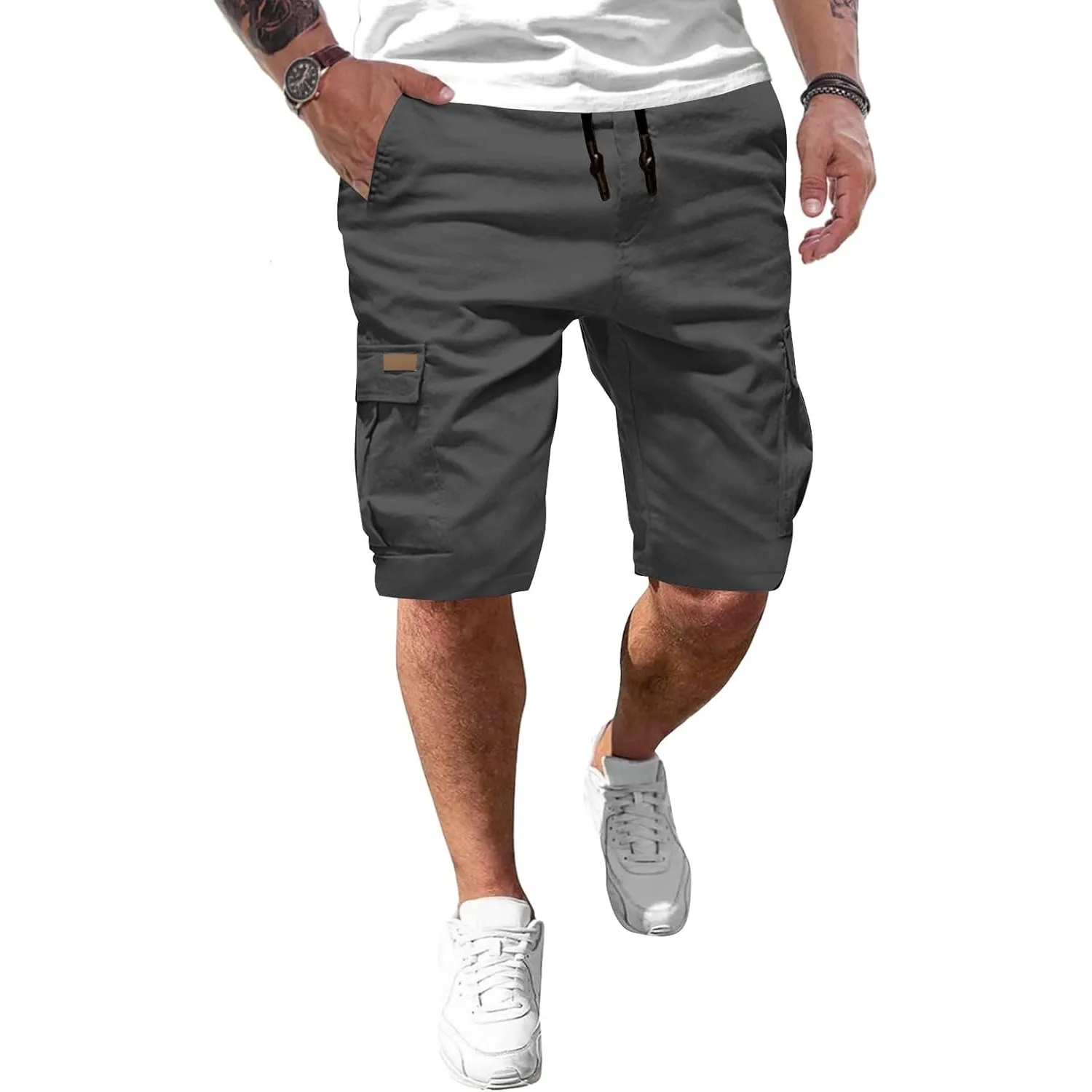 JMIERR Kurze Hosen Herren Baumwolle Cargo Shorts Herren Sommer Freizeithose mit Taschen