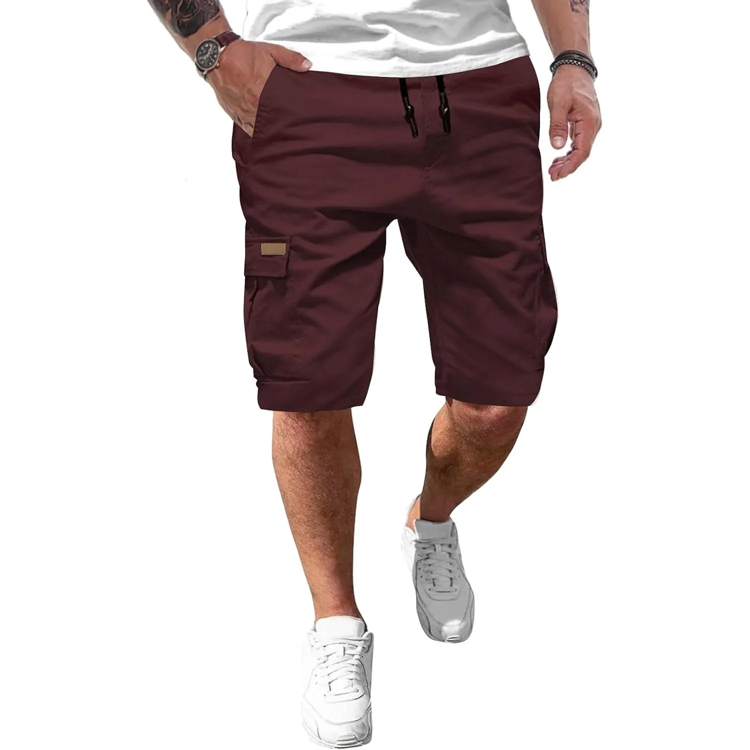 JMIERR Kurze Hosen Herren Baumwolle Cargo Shorts Herren Sommer Freizeithose mit Taschen
