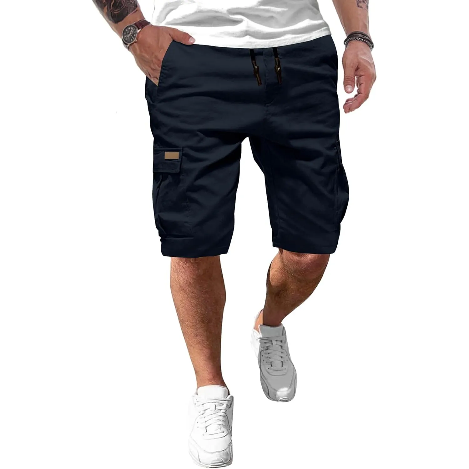 JMIERR Kurze Hosen Herren Baumwolle Cargo Shorts Herren Sommer Freizeithose mit Taschen