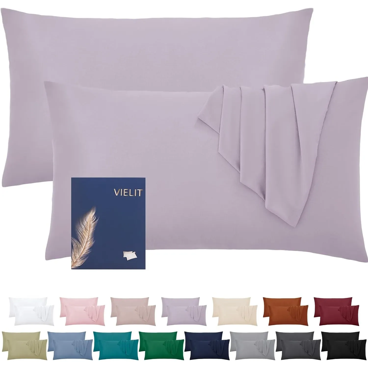 Vielit Mikrofaser-Kissenbezug 40x60 cm 2er Set, Oeko-Tex Zertifiziert, Hypoallergen