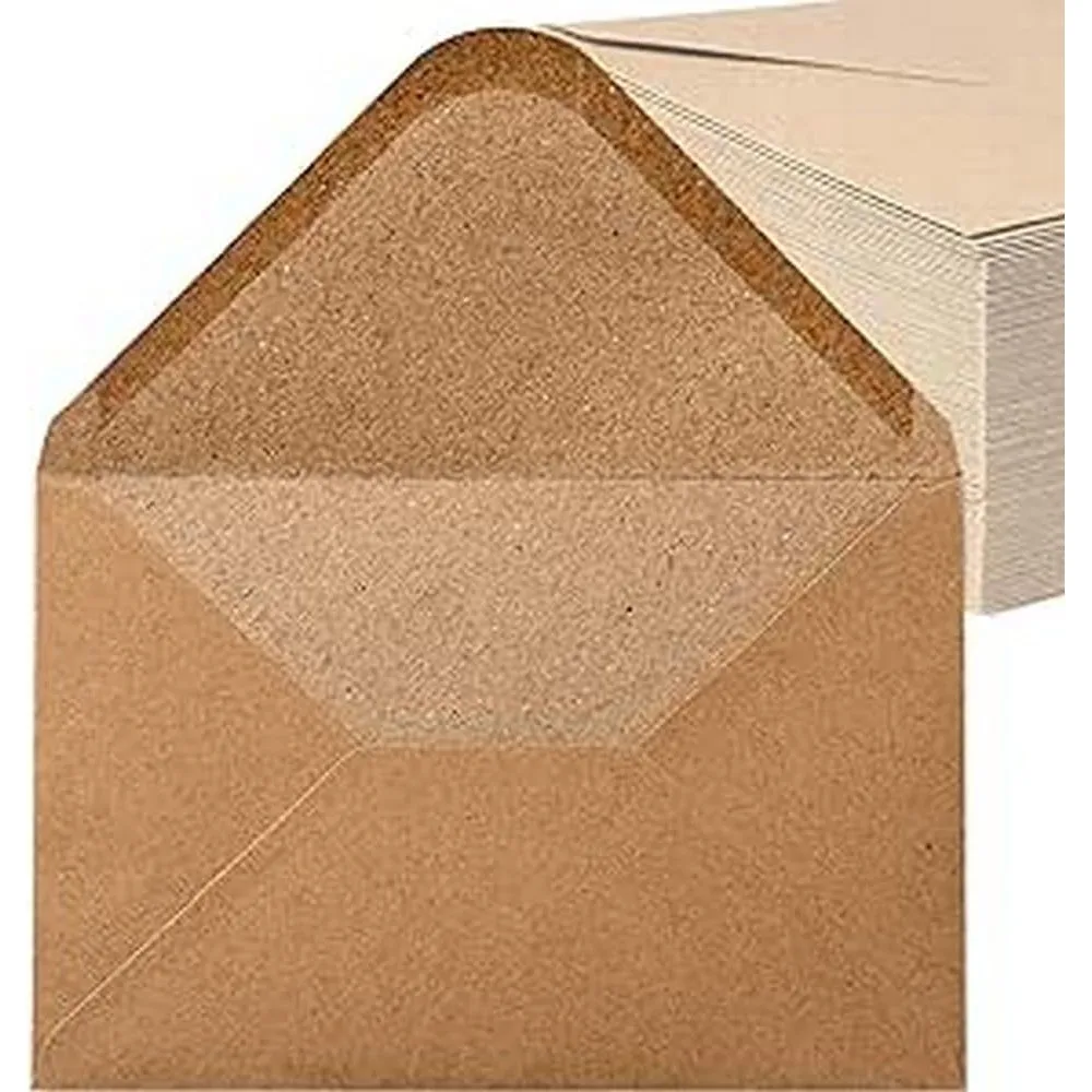 Kraftpapier Umschläge 200 Stück 130 g/m² Briefumschläge Kuvert Briefkuvert Briefhülle für Grußkarten Einladung Geburtst…