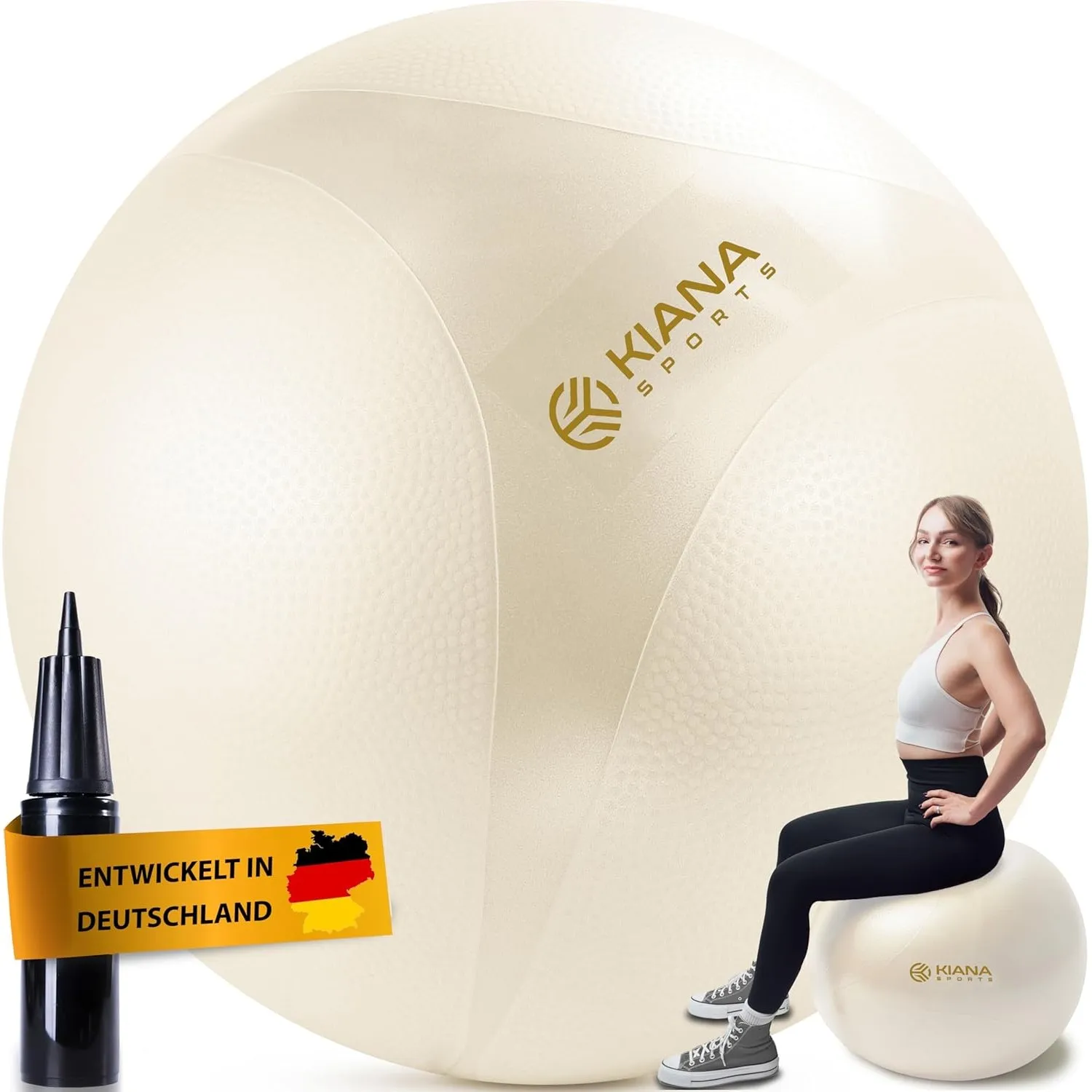 KIANA SPORTS Gymnastikball & Sitzball – Yoga Ball für Fitness & Büro | in 4 Größen, Rutschfester Fitnessball mit Noppen…