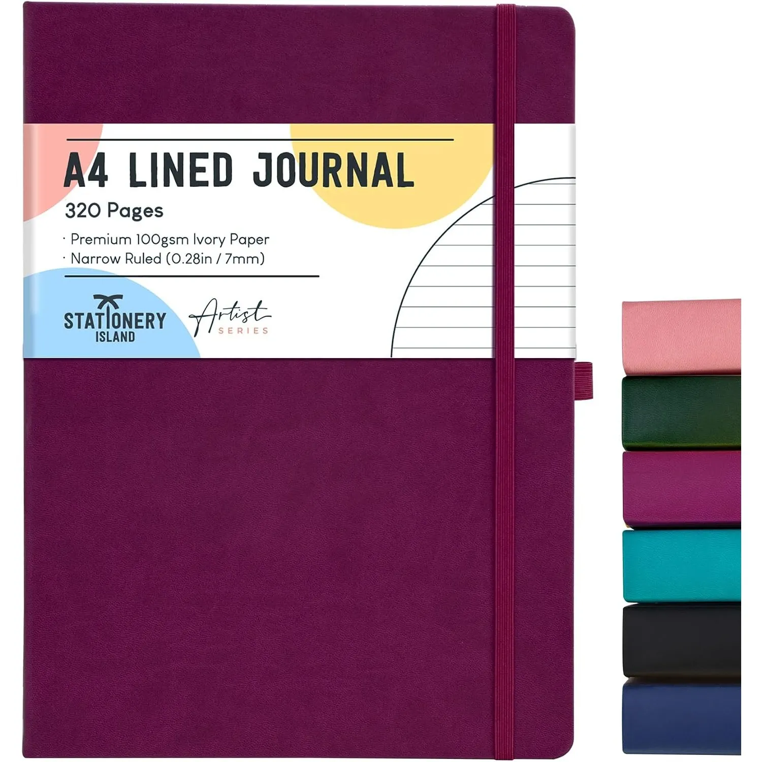 STATIONERY ISLAND A4 liniertes Notizbuch, 320 Seiten dickes Tagebuch, liniertes Tagebuch, Hardcover mit 100 g/m² zum Sc…