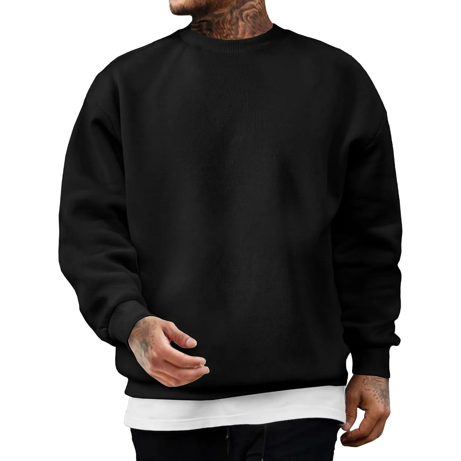 JMIERR Herren Fleece Sweatshirt Crewneck Baumwolle Pullover