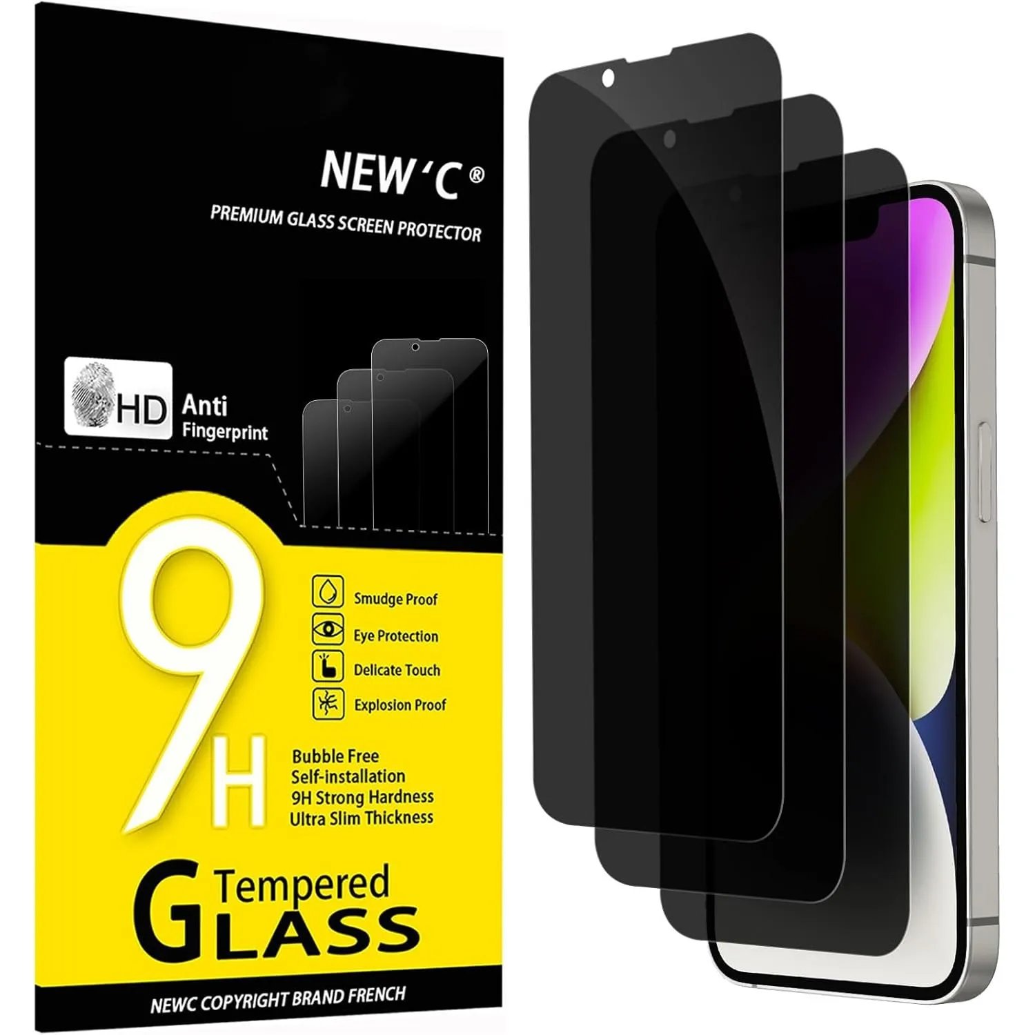NEW'C 3 Stück, Sichtschutz für iPhone 16e, iPhone 14, iPhone 13, iPhone 13 Pro für Panzerglas (6,1 Zoll) für Panzerglas…
