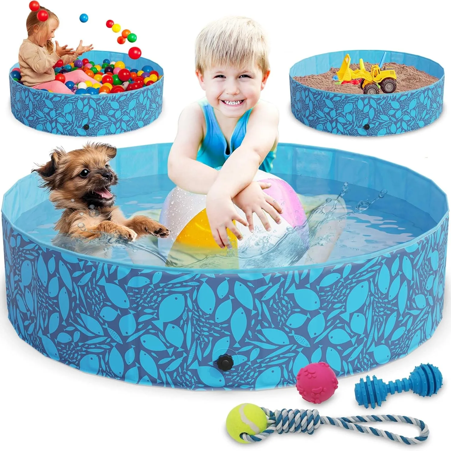 zooprinz Faltbarer Pool 120x30 cm - Für große, kleine Hunde & Kinder in 2 Größen 160/120 x 30 cm – Haustier Hundepool s…