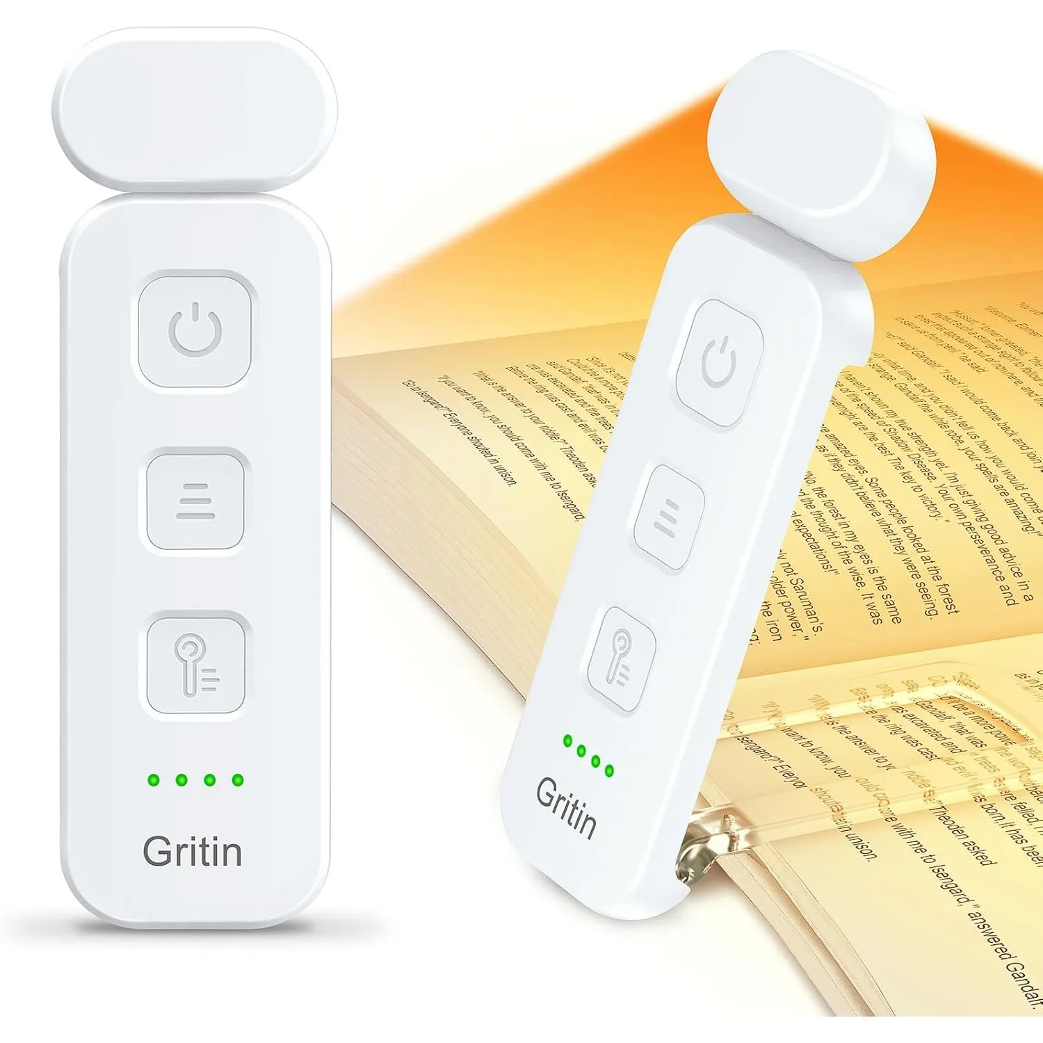 Gritin Leselampe Buch Klemme, Wiederaufladbare Buchlampe mit 7 LEDs -Weiß | 3 Farbtemperatur & Stufenlos Dimmbare Klemm…