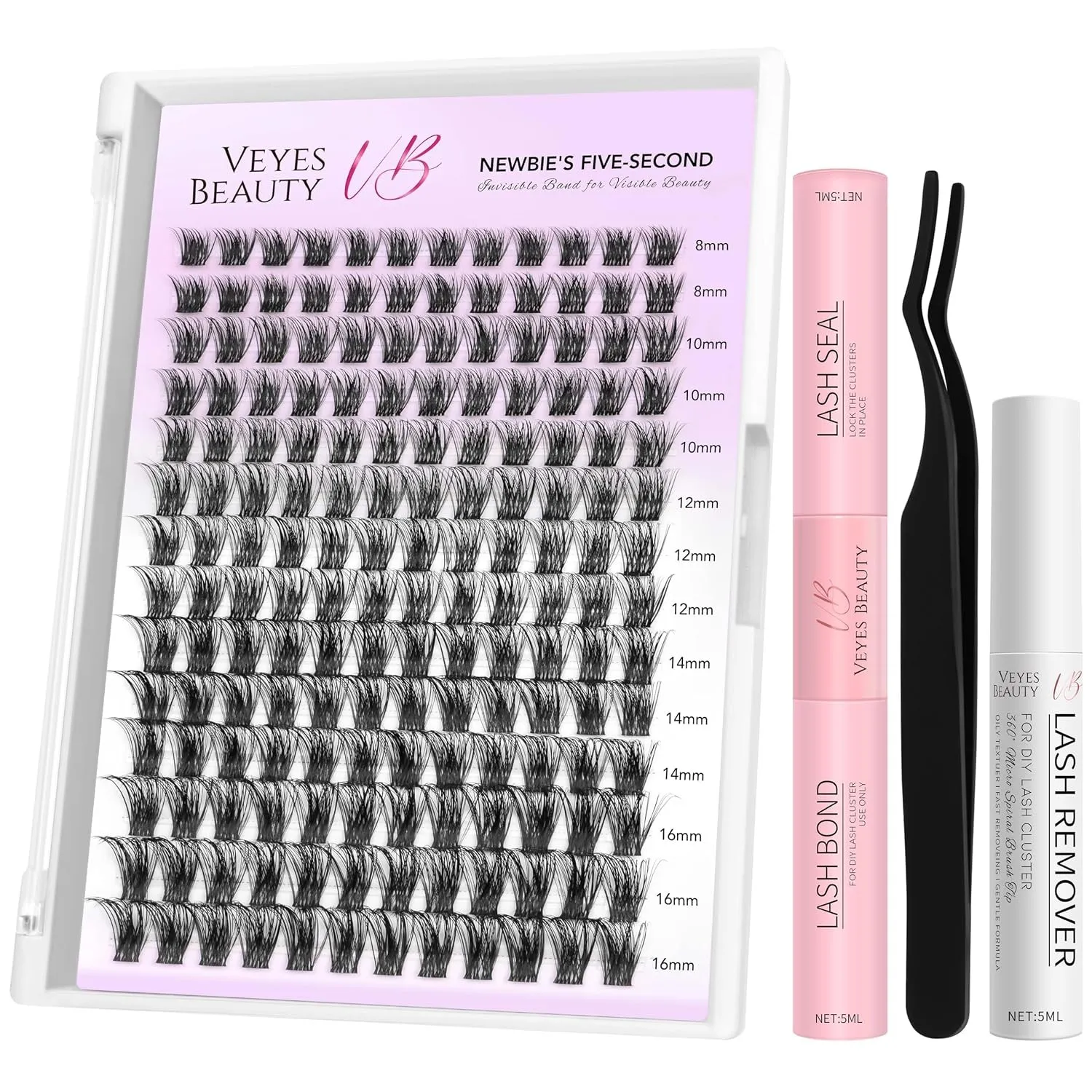 VEYESBEAUTY Wimpern Extensions Set Cluster Lash Extension Bomb 8-16mm