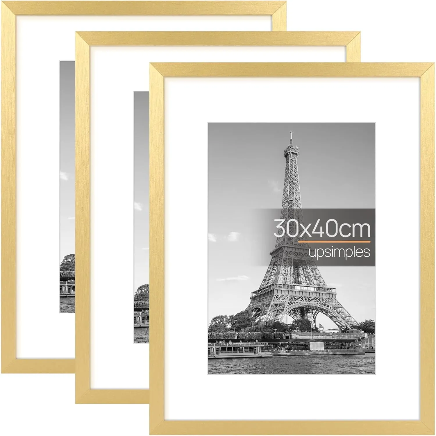upsimples 3 Pack Bilderrahmen 30x40, Gold Rahmen 30x40, Picture Frame für Fotos, Bilder, Poster