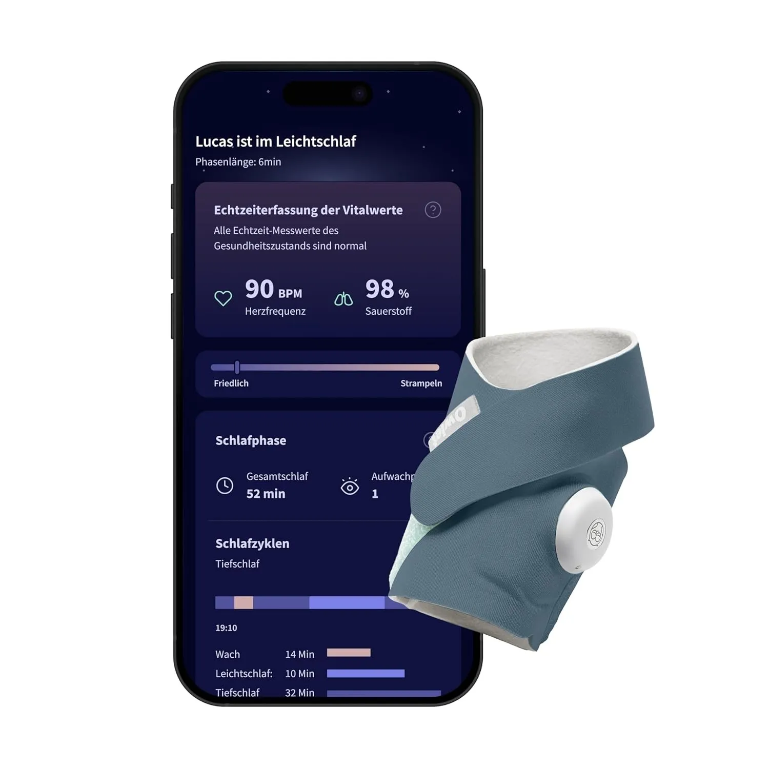 Owlet Dream Sock – Smarte Babyüberwachung mit App, Bedtime Blue