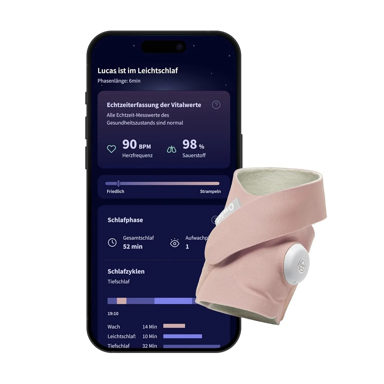Owlet Dream Sock – Smarte Babyüberwachung mit App | Dusty Rose