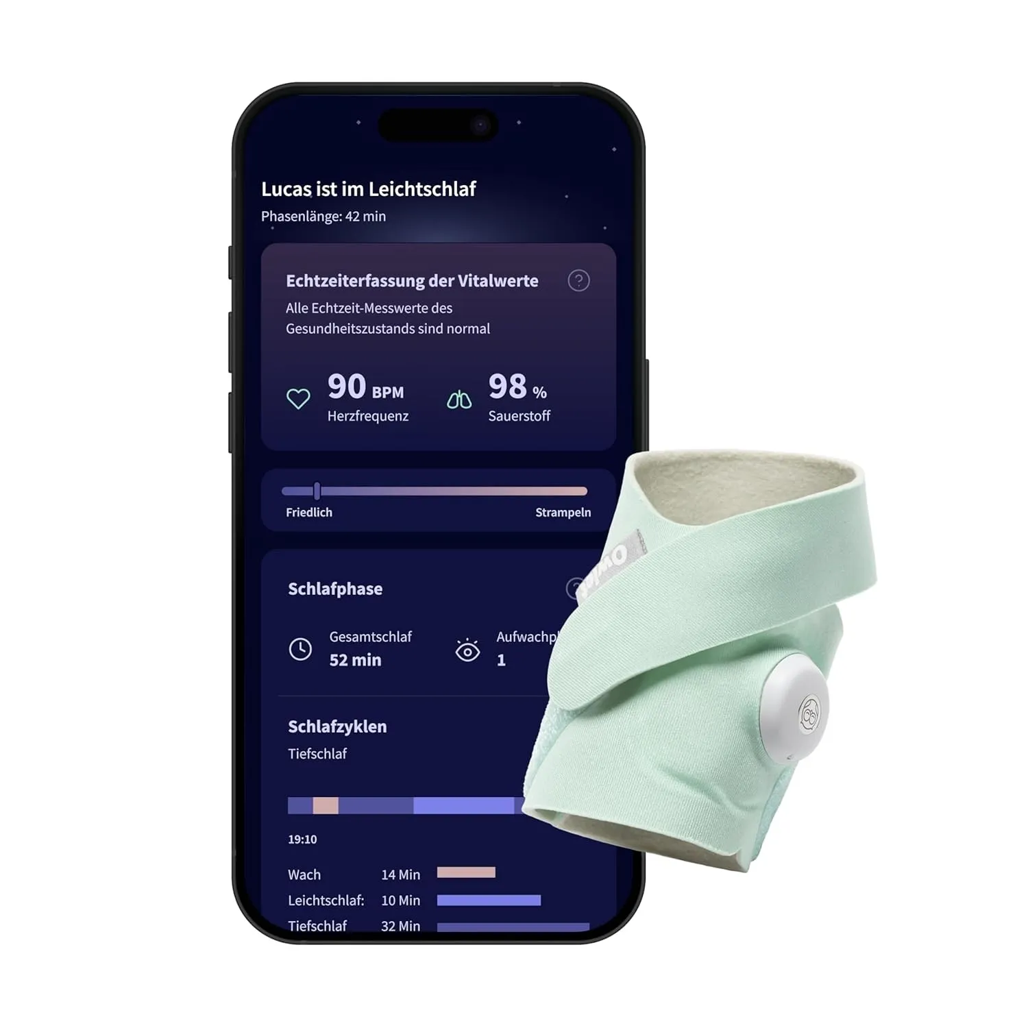 Owlet Dream Sock – Smarte Babyüberwachung mit App | Sensorbasiertes Babyphone-System mit Schlaftracking & Benachrichtig…