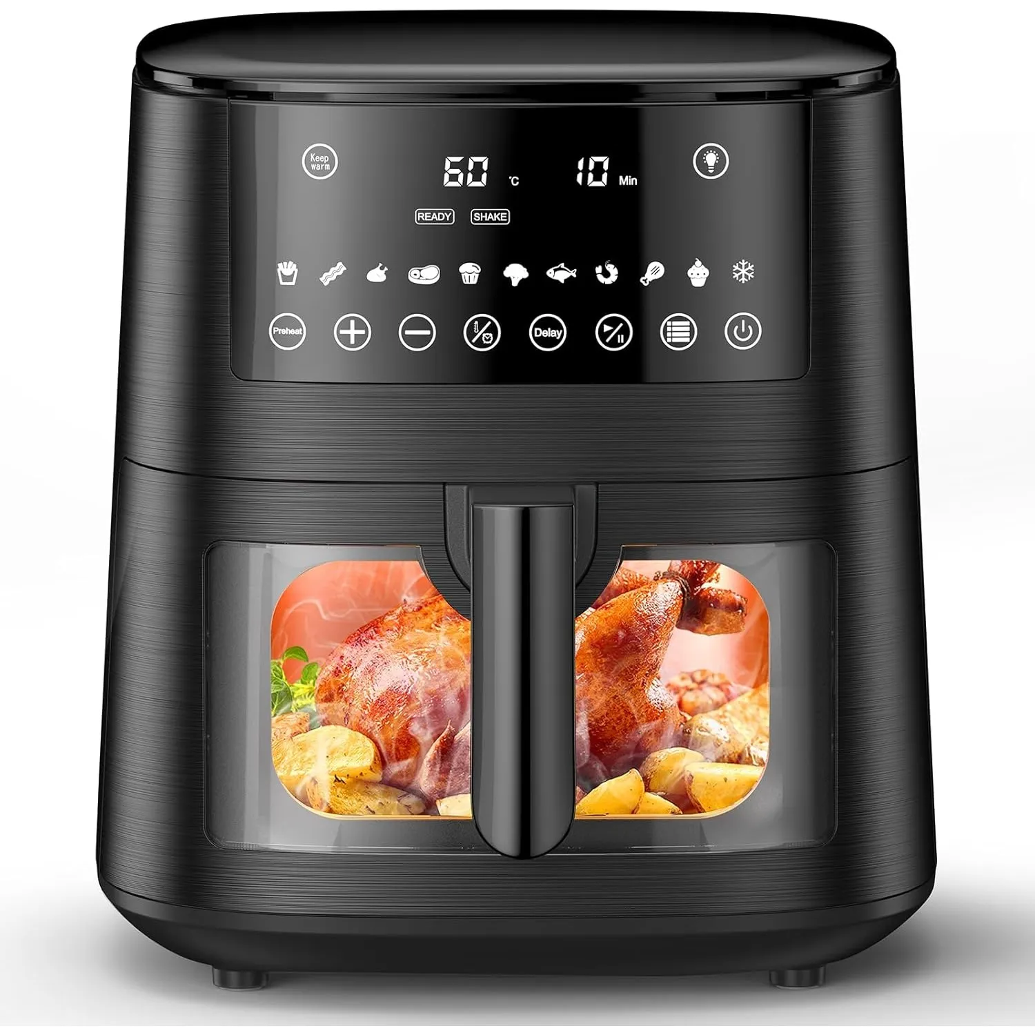Heißluftfritteuse Airfryer mit Sichtfenster 7,2L, 11-in-1 Air Fryer XXL mit Warm halten, Vorheizfunktion & Abtau, Shake…