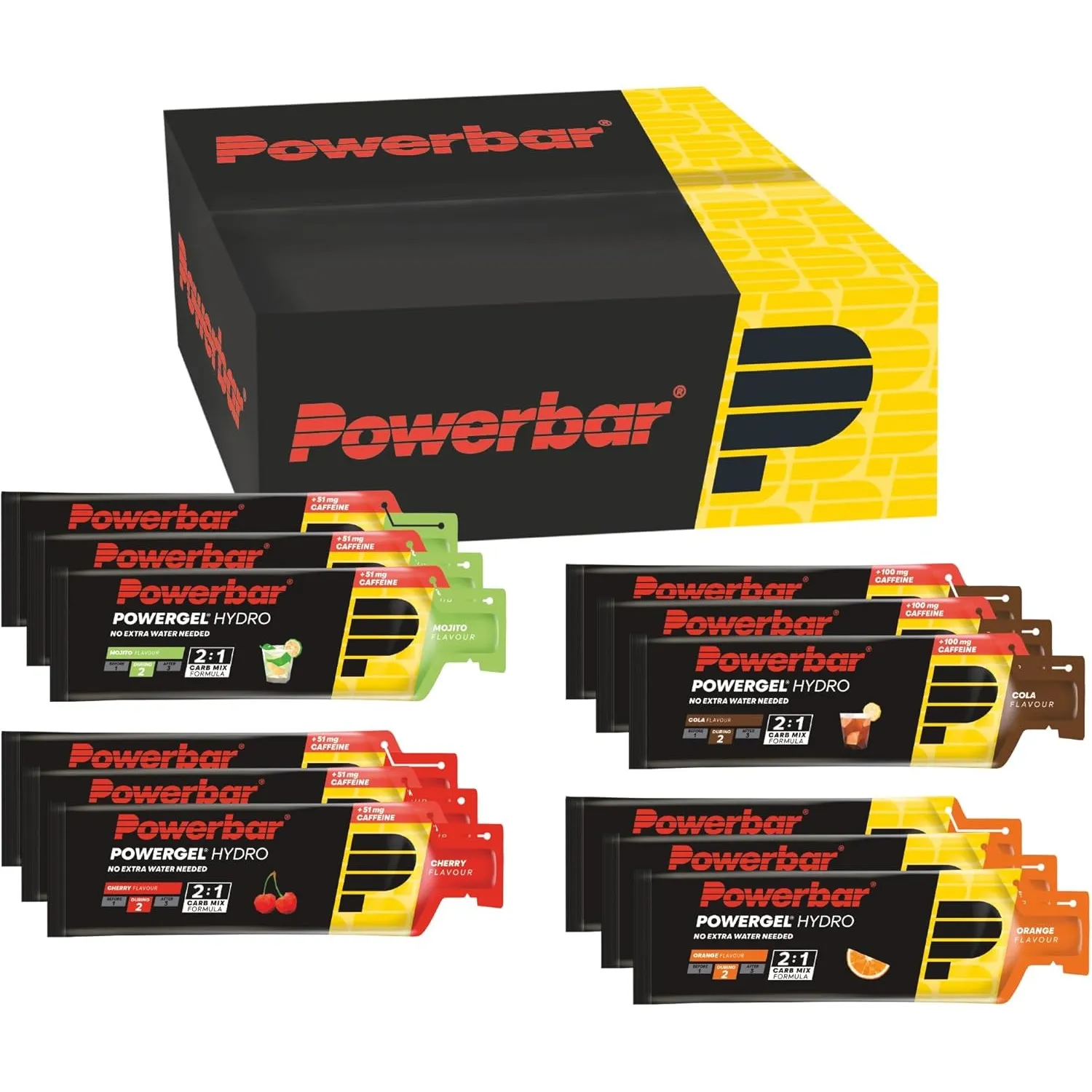 Powerbar - PowerGel Hydro - Multiflavourbox 12x67ml - High Carb Energie Gel + Natrium