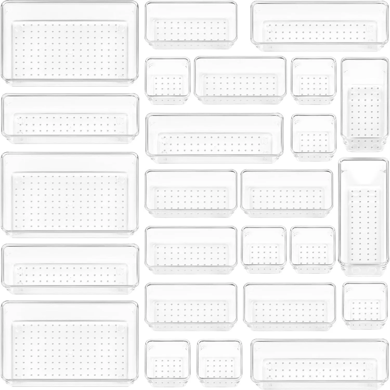 Vtopmart 25er Set Schubladen Organizer, 4 Größen für Makeup, Bad, Büro