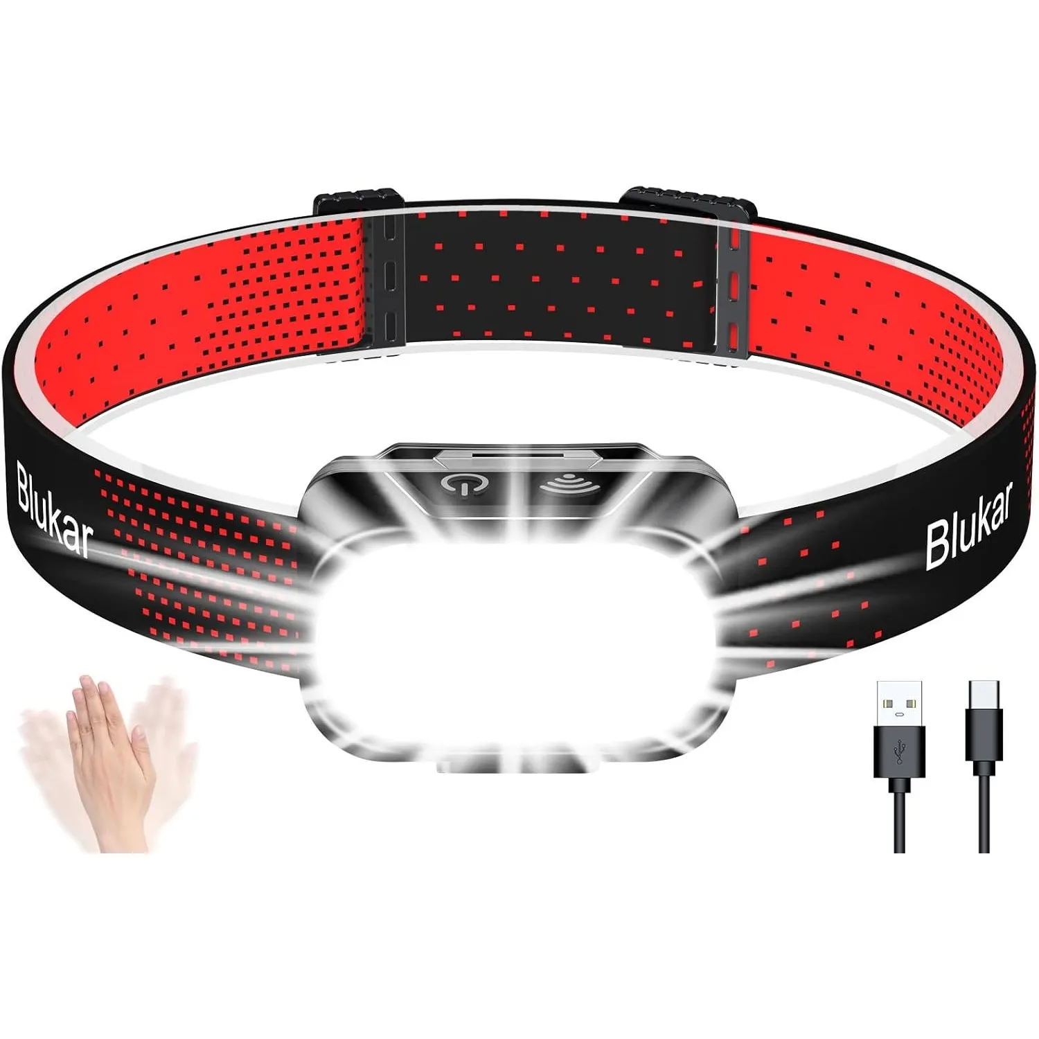 Blukar LED Stirnlampe Aufladbar, Superhell 2000L Kopflampe