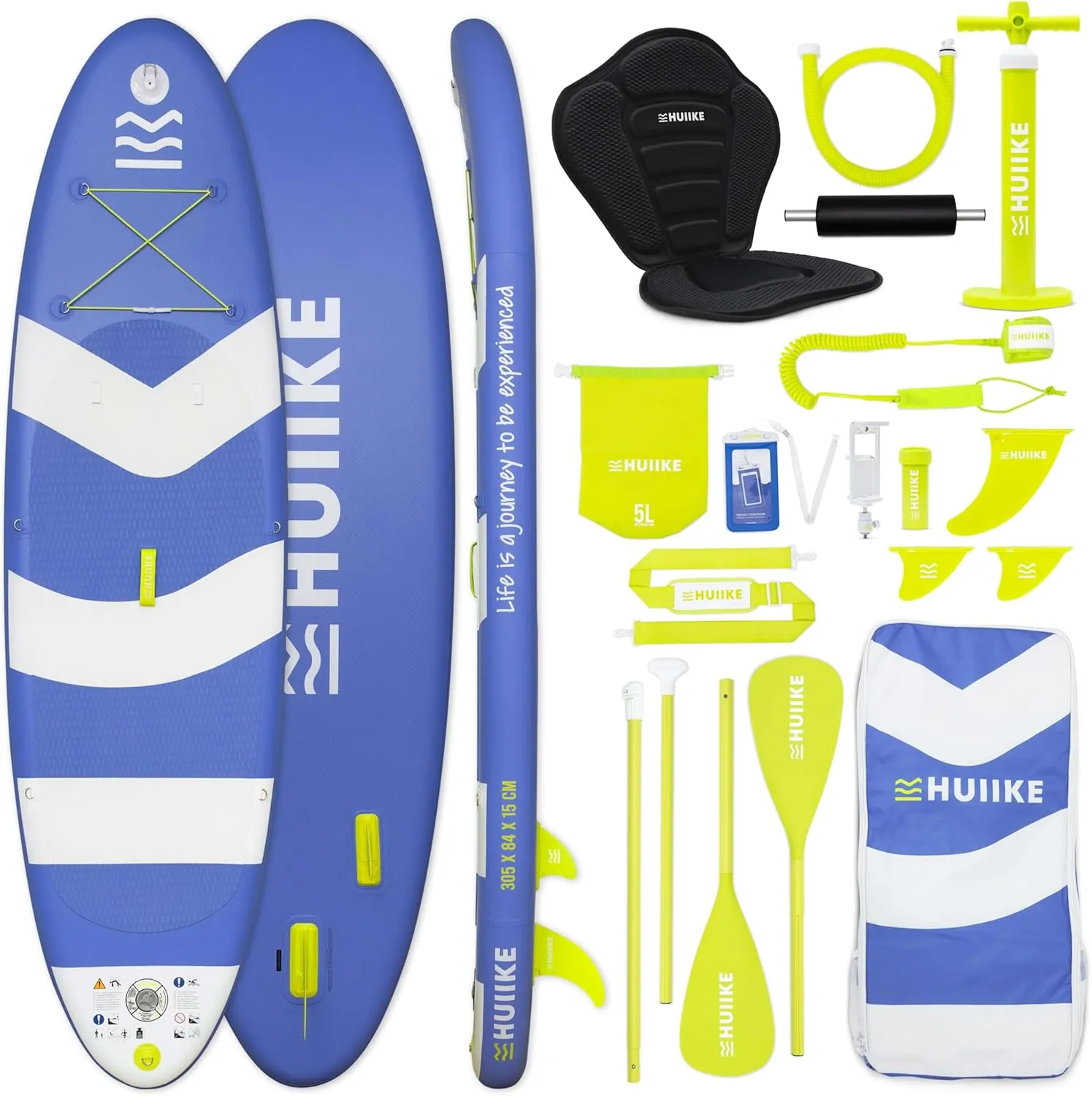 HUIIKE Stand Up Paddling Board mit Zubehör, Paddel, Finnen, Pumpe. Paddle Sup Board Aufblasbar Hohe Stabilität und Wide…