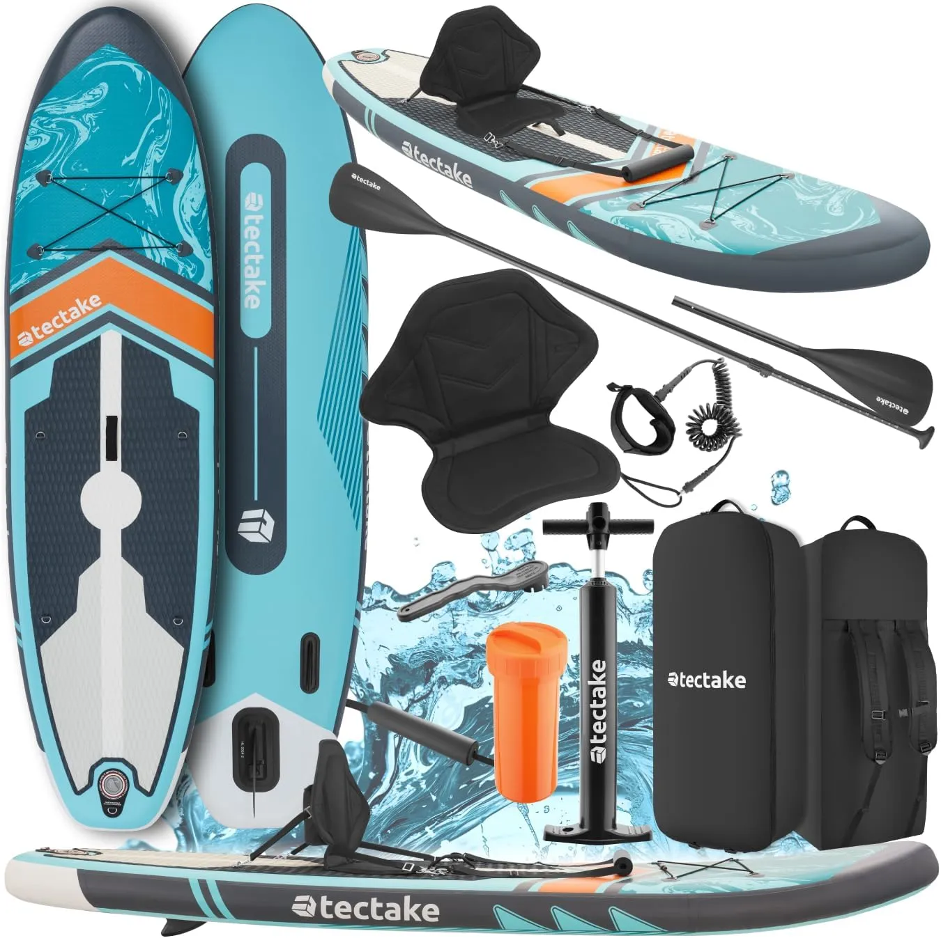 tectake® Stand Up Paddle Board, SUP Inflatable Standup, SUB with Pump, Kayak Boat Seat, Finns, Backpack, Double Paddle,…