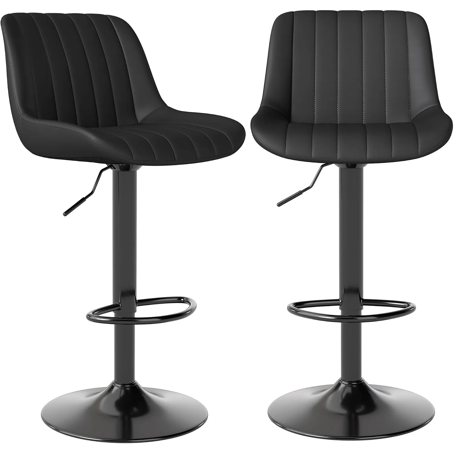 Youhauchair Barhocker 2er Set, Drehbare Barhocker mit Lehne, Schwarz