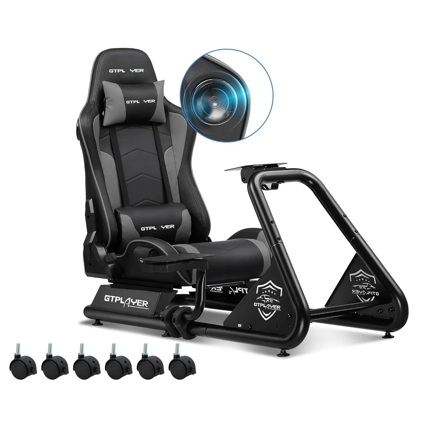 GTPLAYER Simulator Cockpit, SIM Racing Cockpit, rennsimulator lenkradständer mit Lautsprechern, Lenkrad und Pedalablage