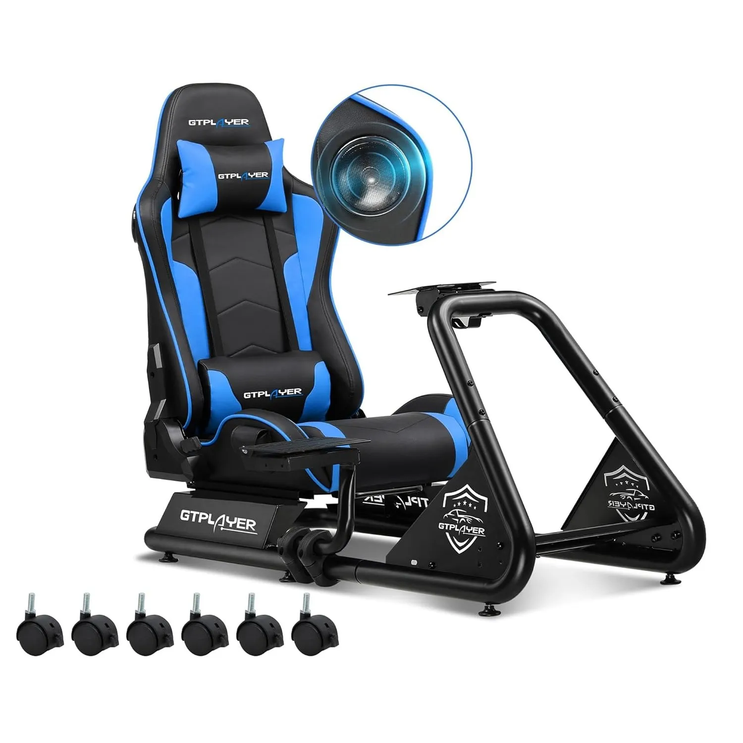 GTPLAYER Simulator Cockpit, SIM Racing Cockpit, rennsimulator lenkradständer mit Lautsprechern, Lenkrad und Pedalablage