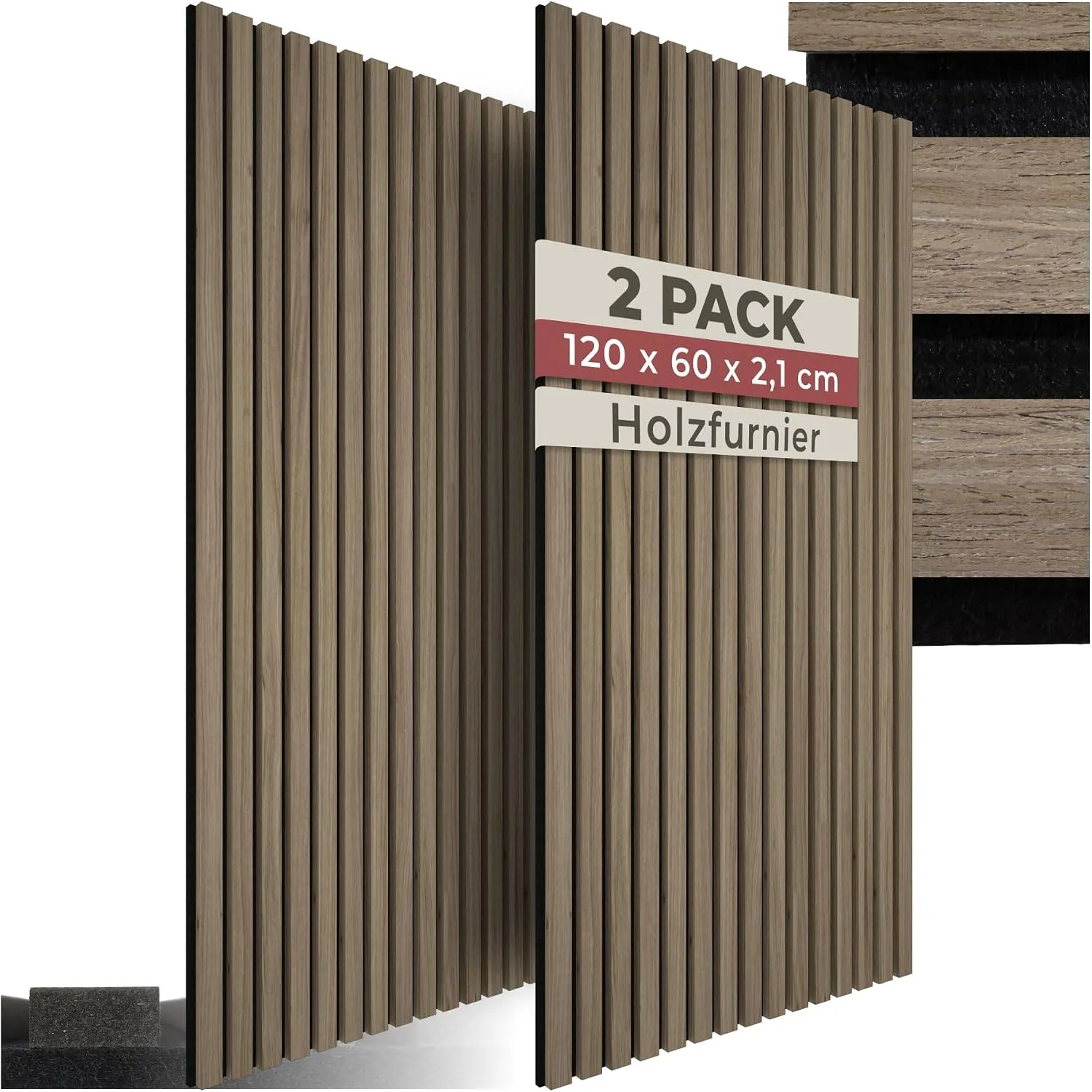 tectake® 3D Akustikpaneele 120 x 60 x 2,1 cm, Holz Optik Paneele, Wandpaneele in Holzoptik als Schallabsorber, Panels f…
