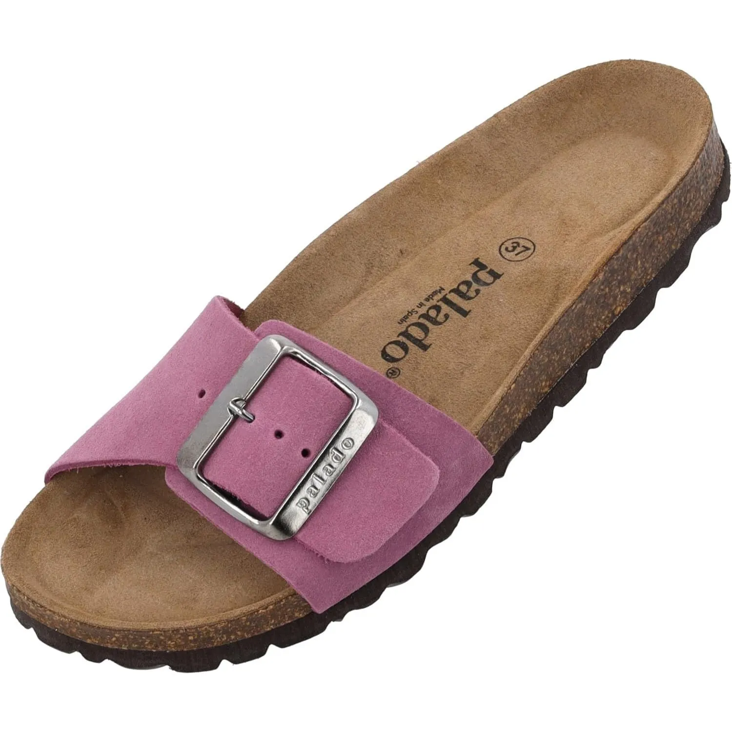 Palado Pantoletten Damen Malta EGS Velours Premium Leather - elegante Sandalen Made in Spain - Hausschuhe mit Kork-Fußb…