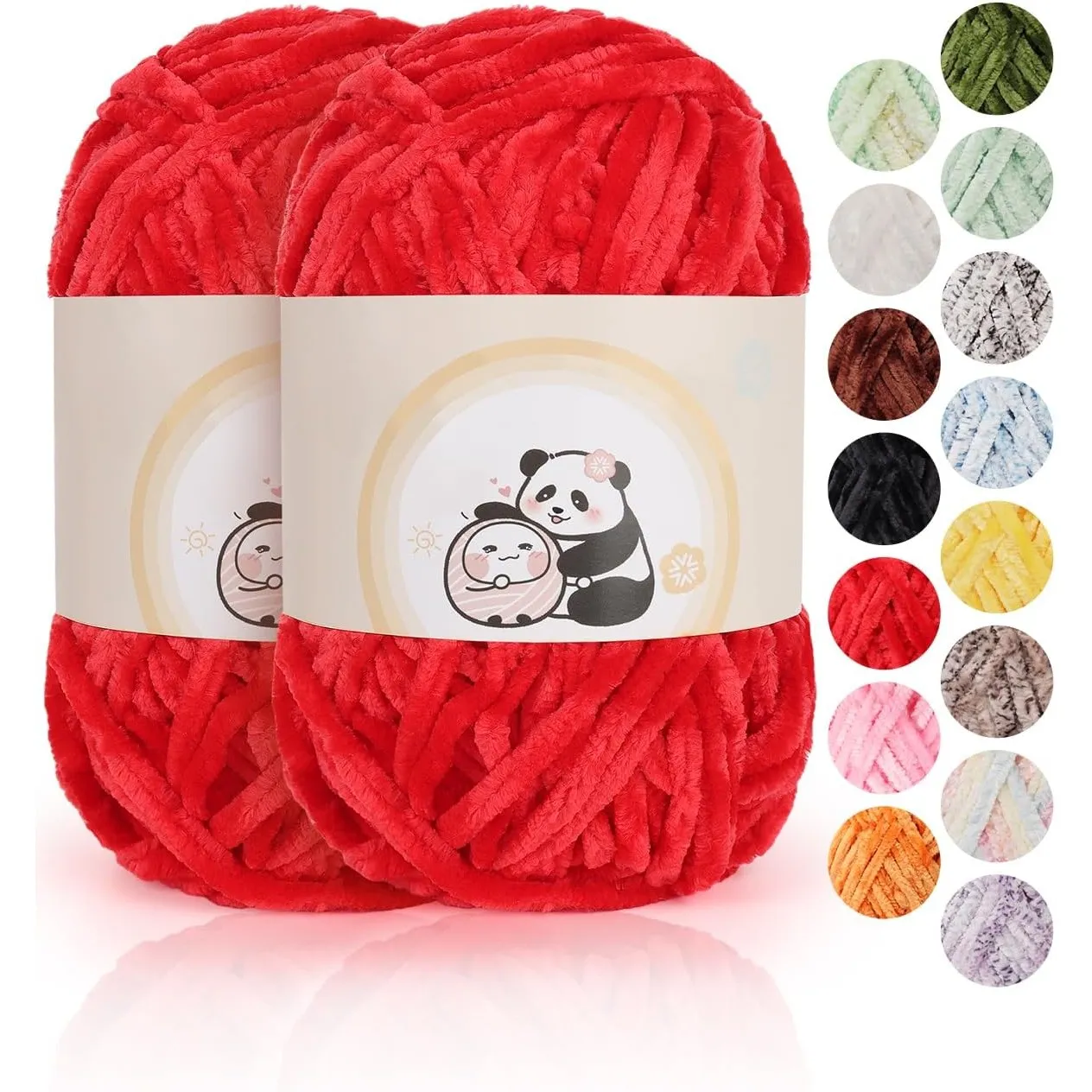 Aeelike Chenille Wolle, 2 x 100 g, Superweichem Häkelgarn für Handweben, Rot