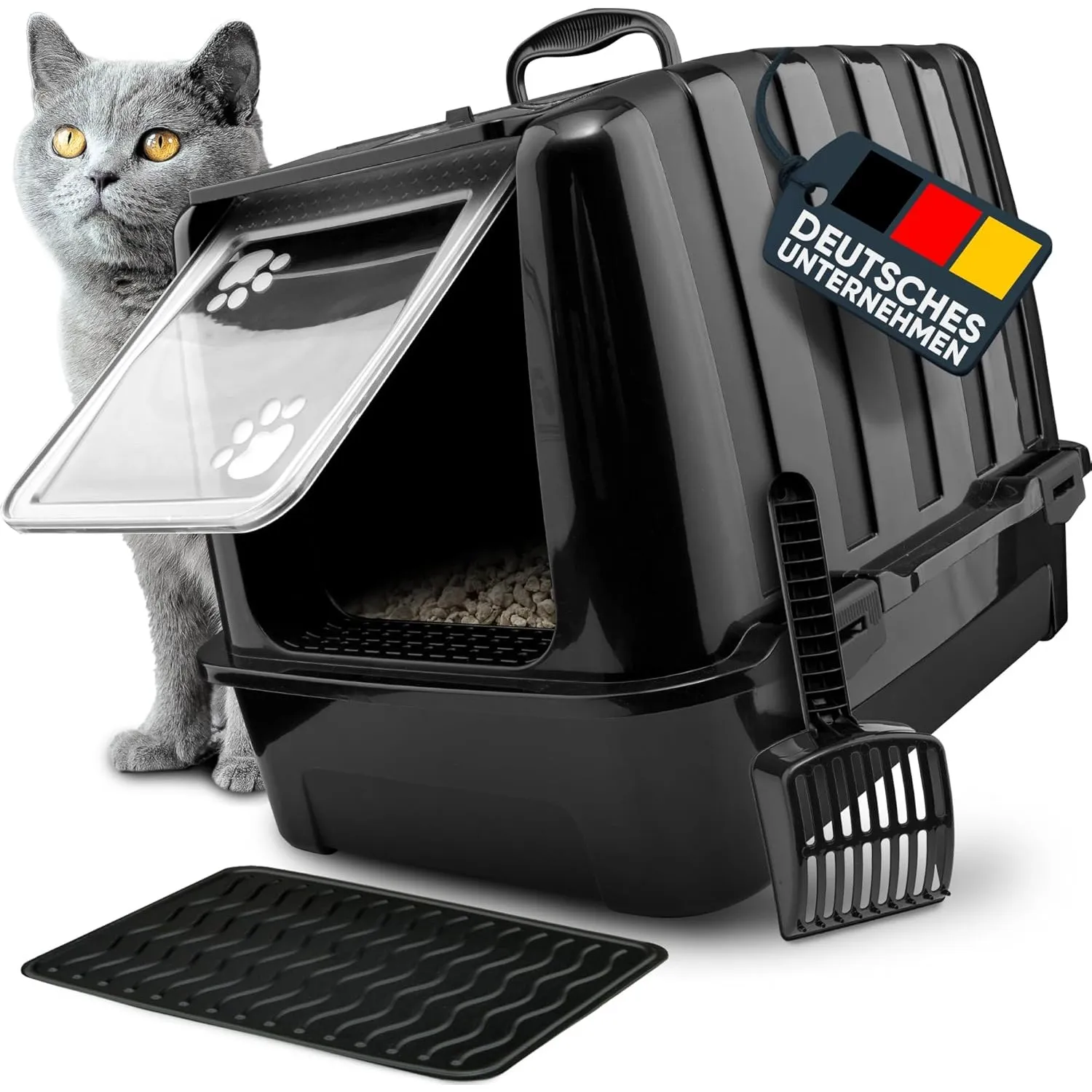 CROPLAS Katzenklo mit Deckel und Aktivkohlefilter, Katzenklo groß geschlossen, Katzentoilette geschlossen mit Klappe, g…